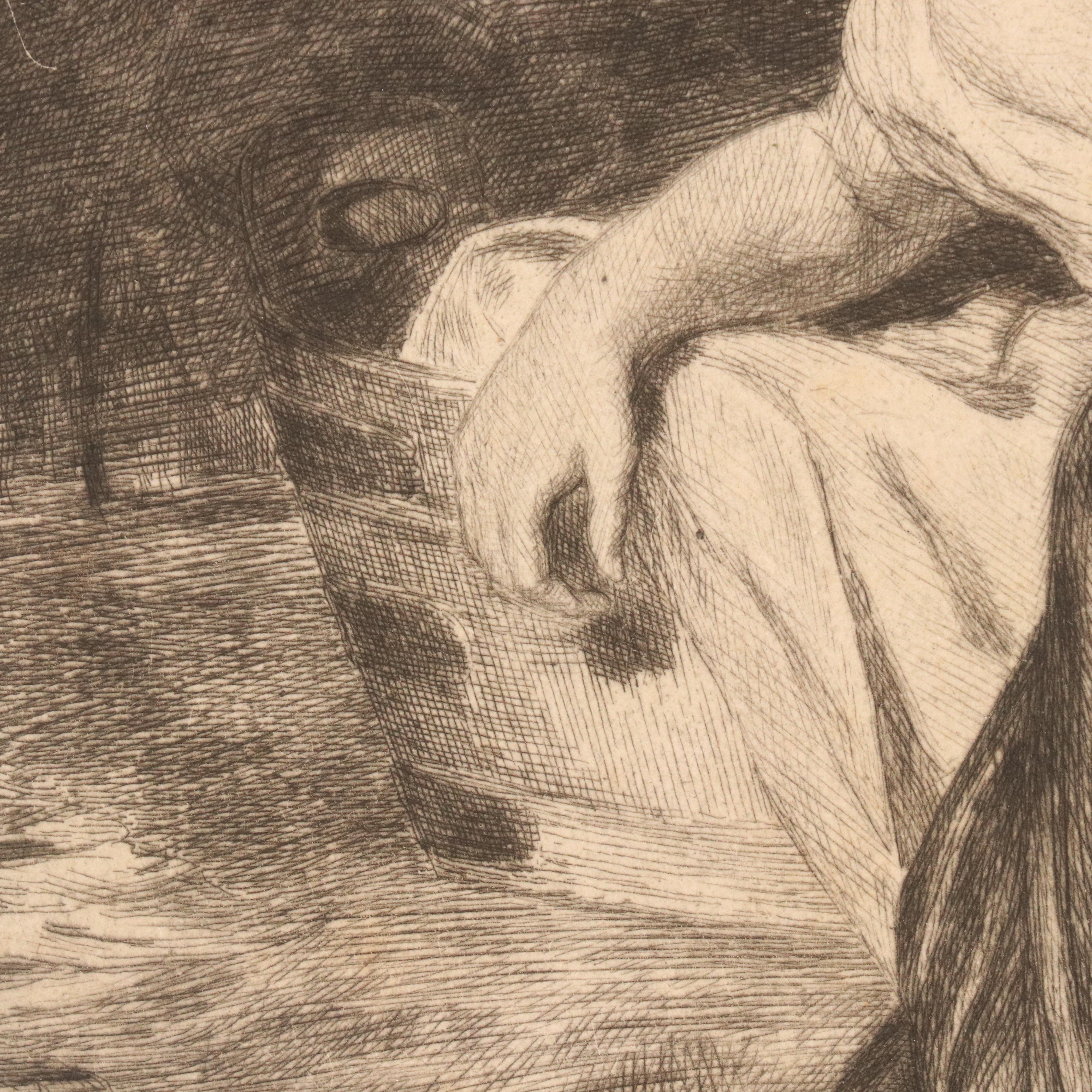 Leon Richeton Etching After Sir Thomas Lawrence "Child With a Kid," 1886