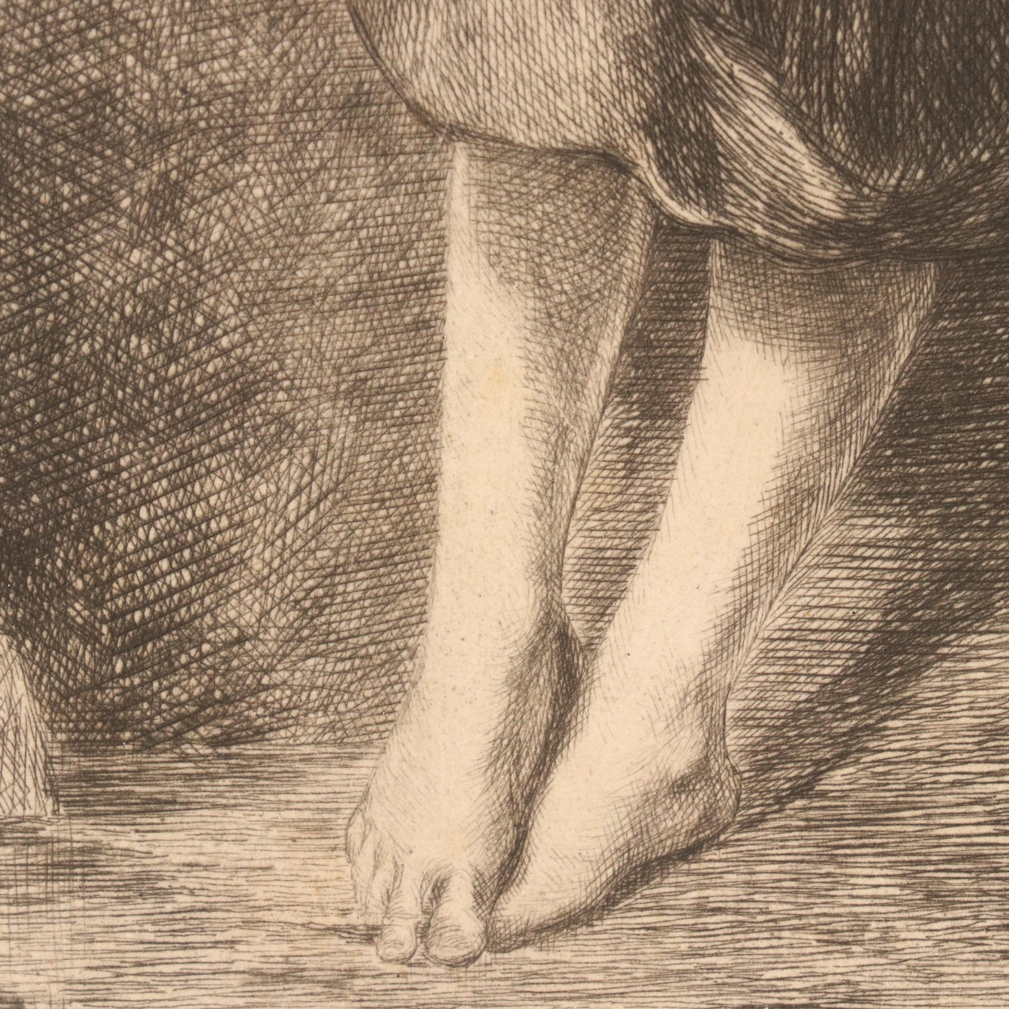 Leon Richeton Etching After Sir Thomas Lawrence "Child With a Kid," 1886