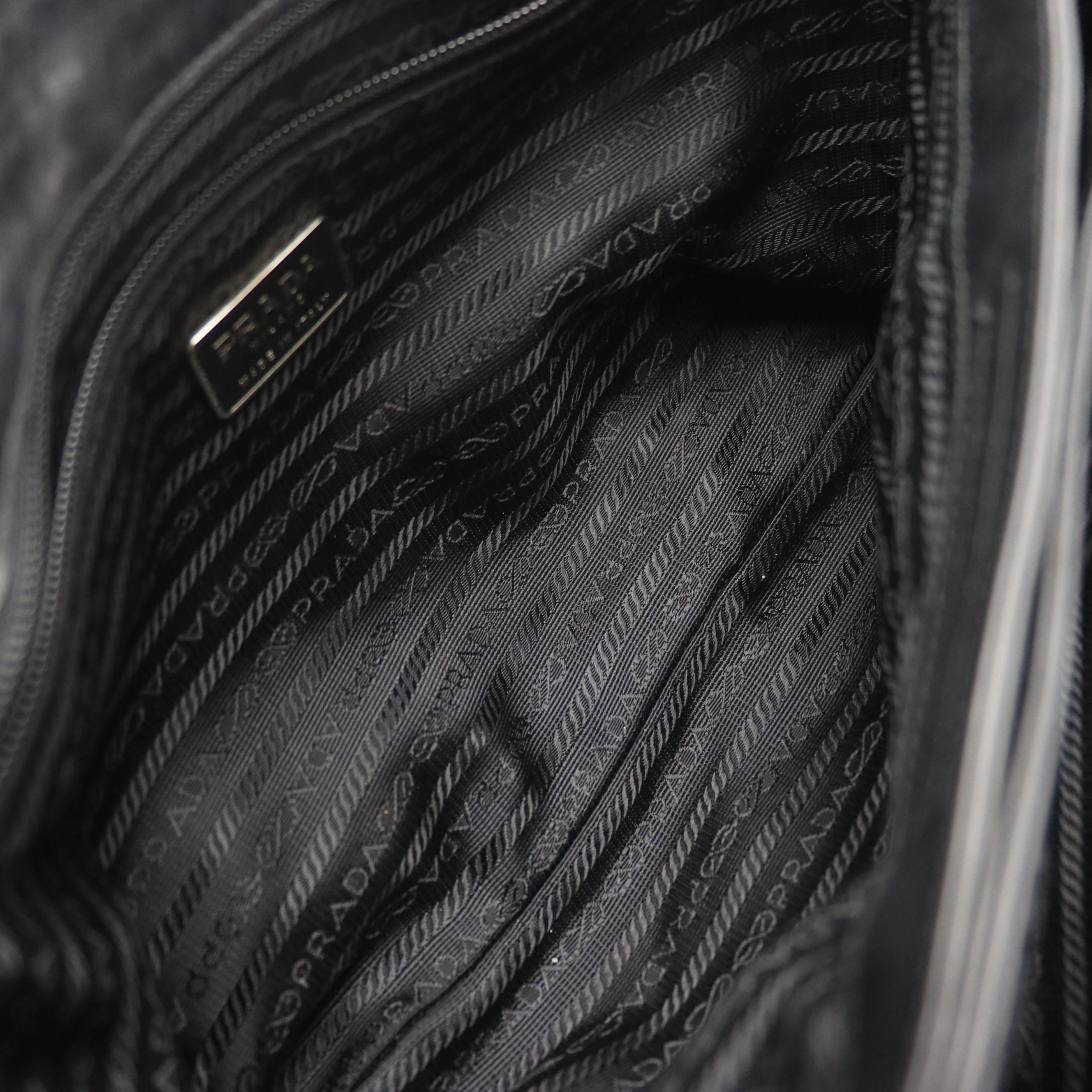 Prada Tote in Black Canvas with Leather Trim