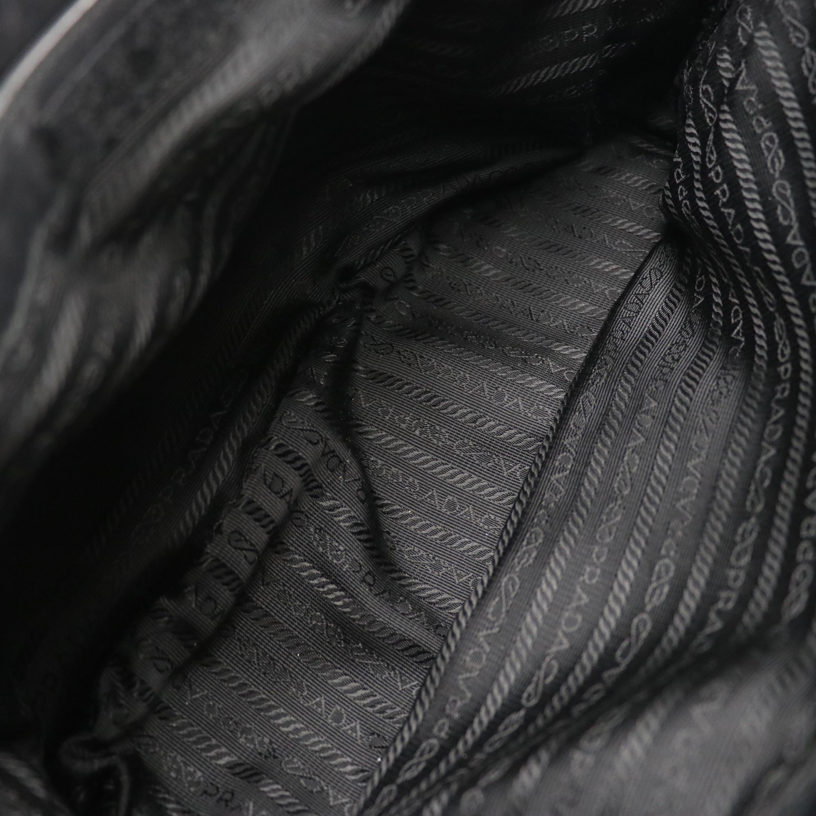 Prada Tote in Black Canvas with Leather Trim