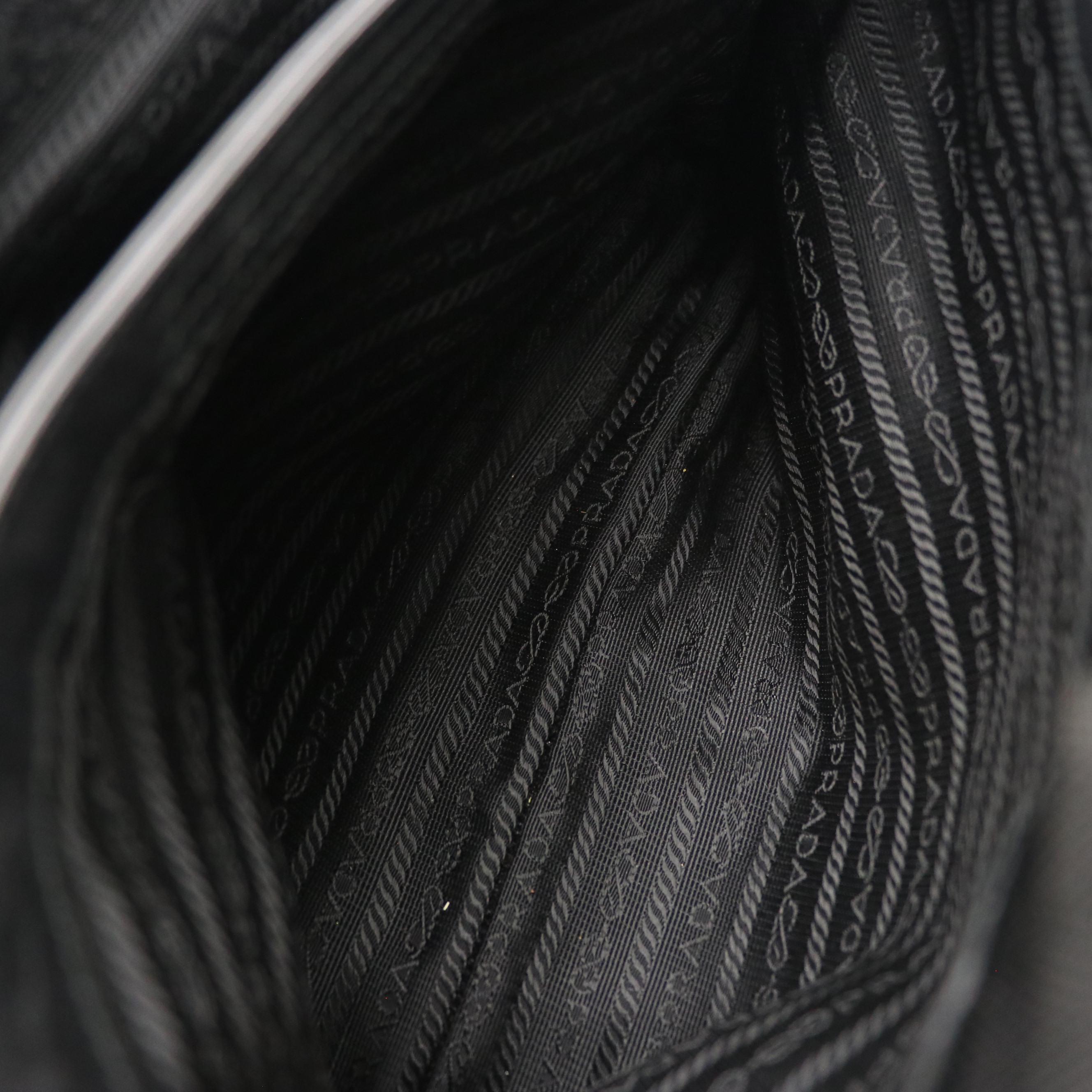 Prada Tote in Black Canvas with Leather Trim