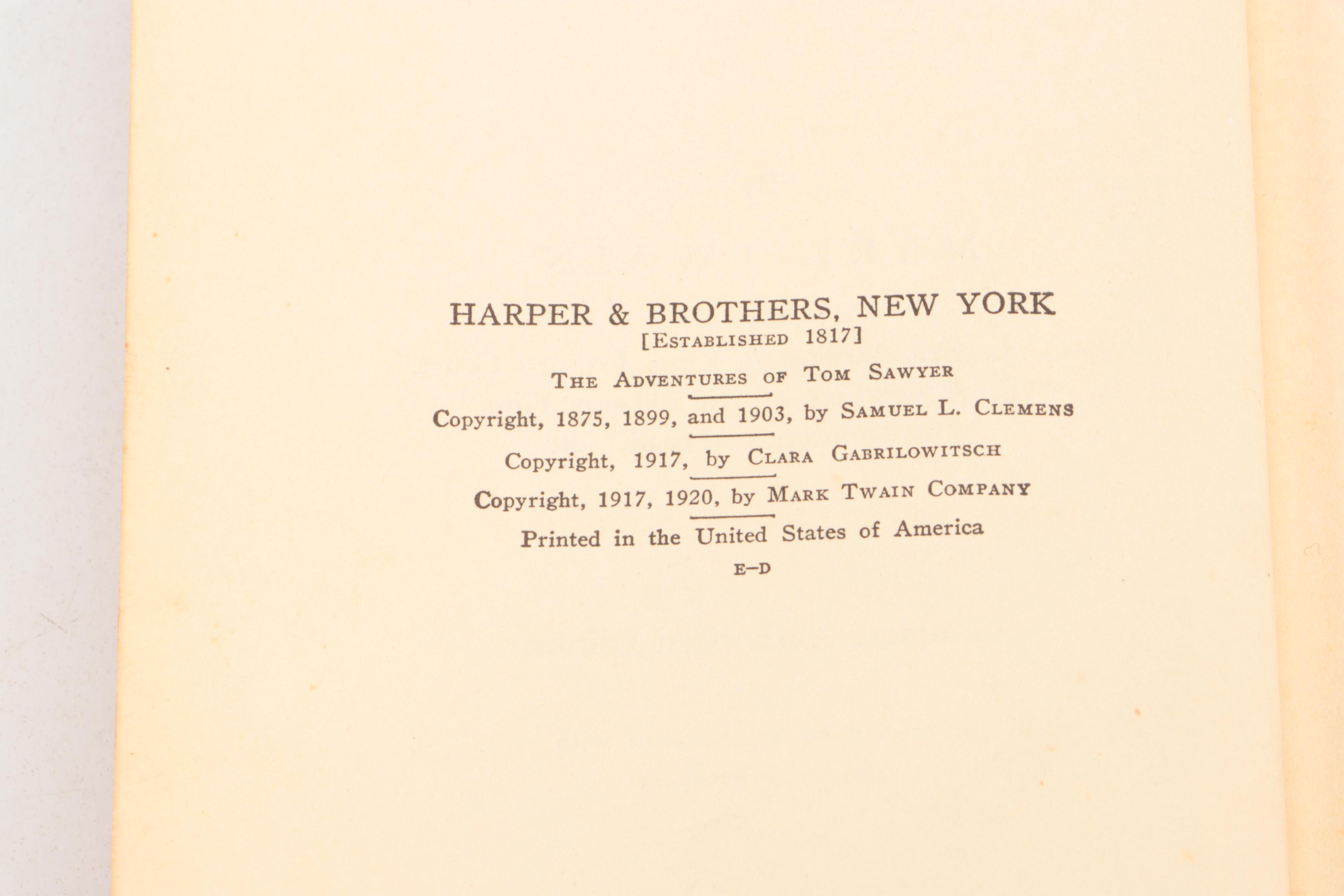 Complete Authorized Edition "The Adventures of Tom Sawyer" by Mark Twain