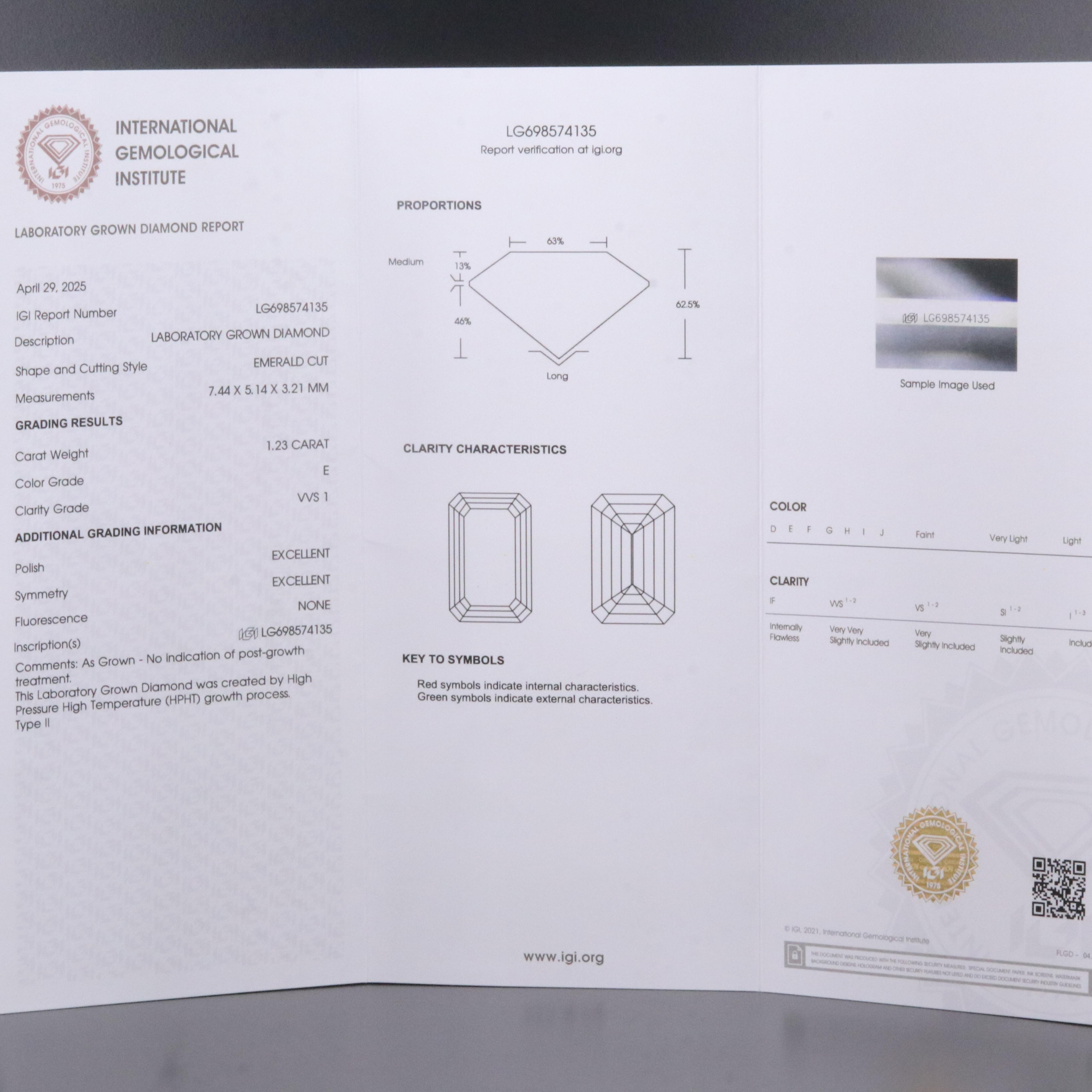 14K 1.23 CT Lab Grown Diamond Solitaire Ring with IGI Report