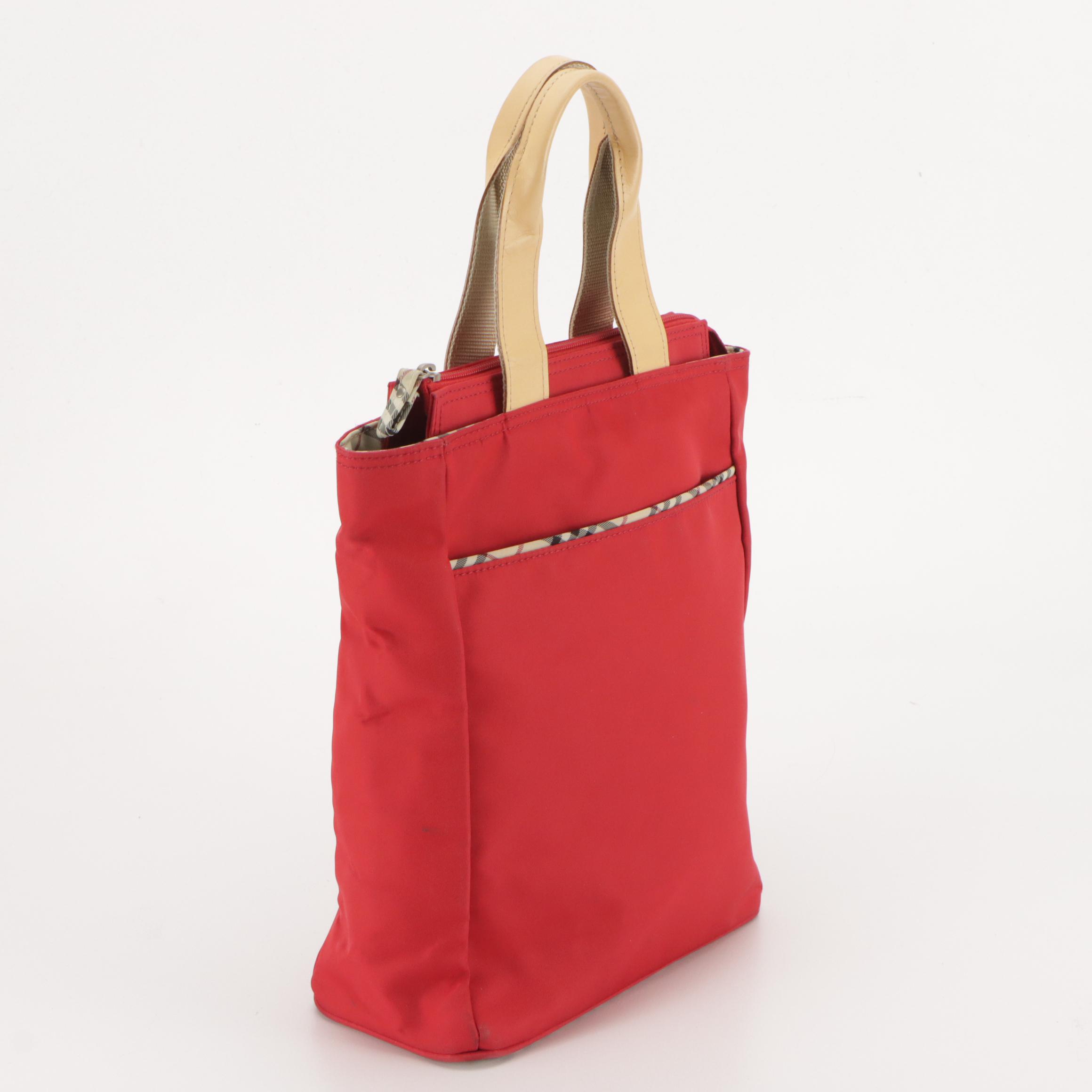 Burberry Tote in Red and House Check Nylon