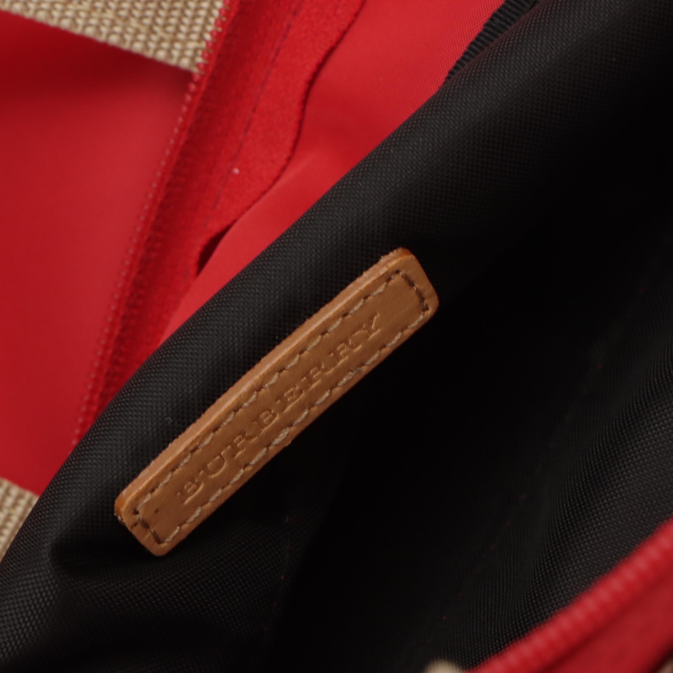 Burberry Tote in Red and House Check Nylon