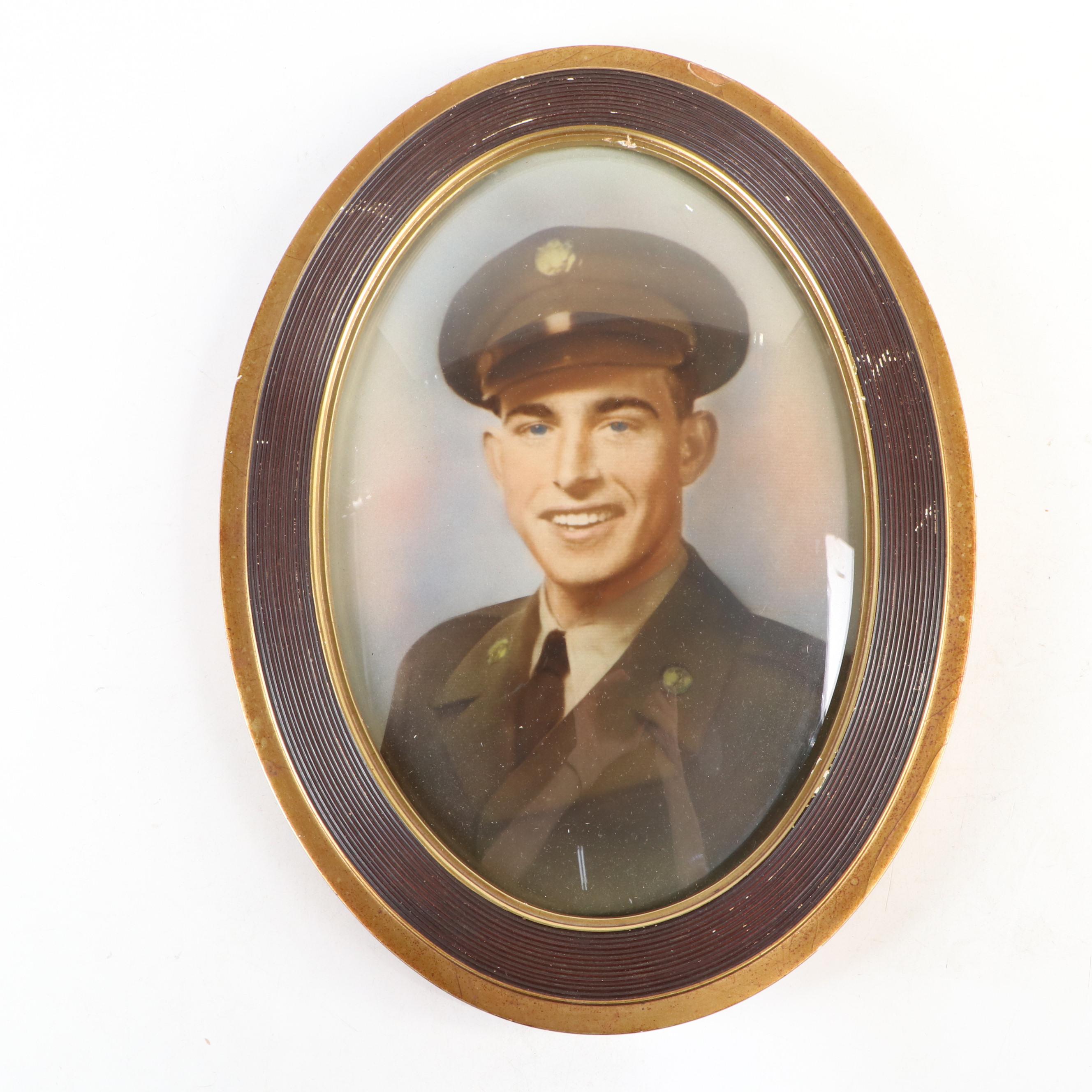 WWII Era Hand-Tinted Solider Portrait with Ensemble Medals and More