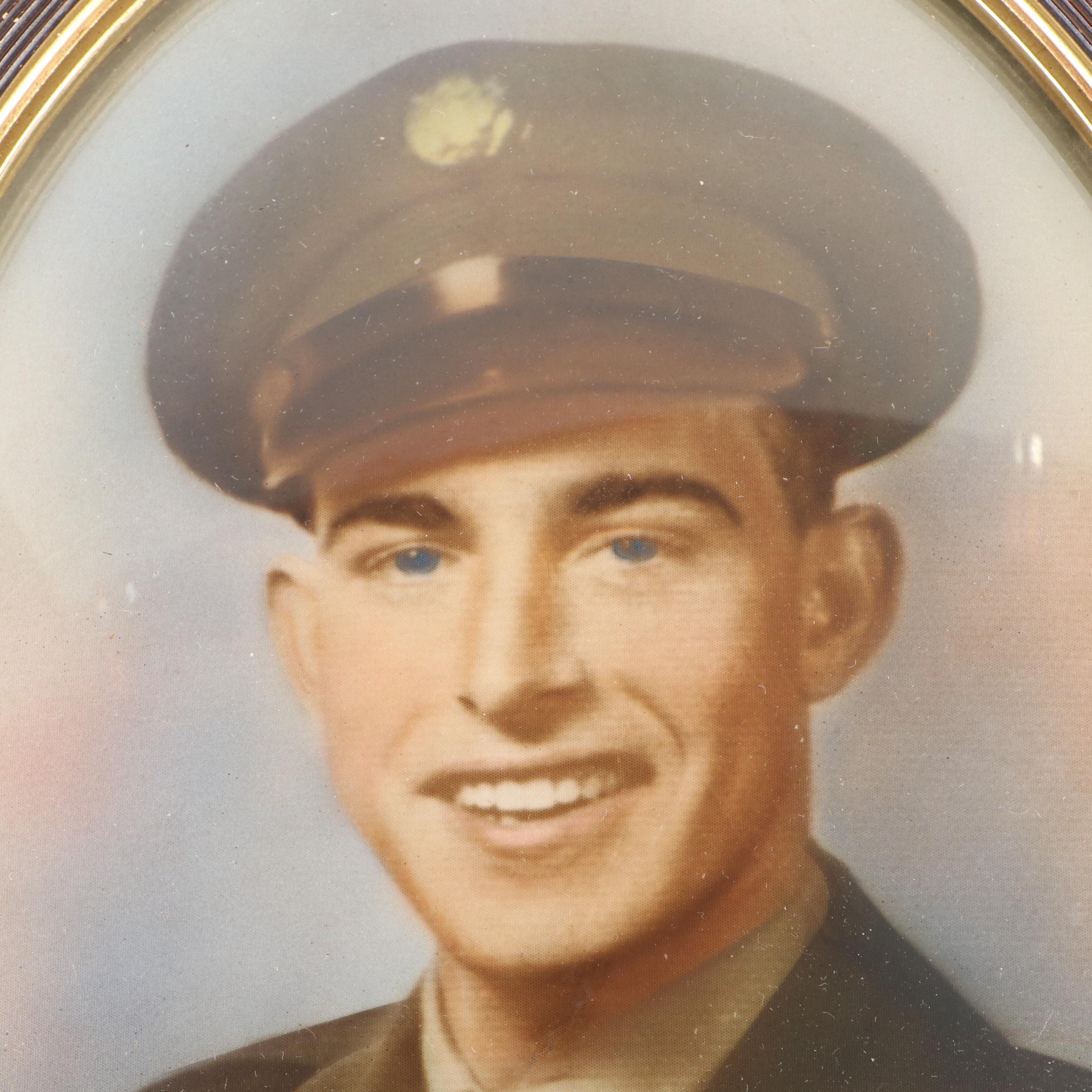 WWII Era Hand-Tinted Solider Portrait with Ensemble Medals and More