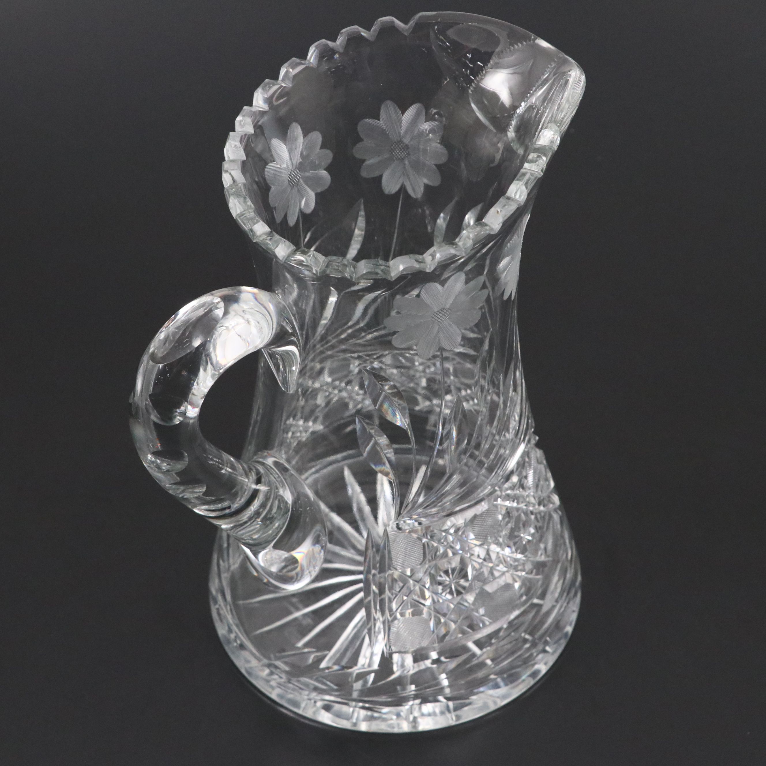 American Brilliant Cut Glass Pitcher with Bowls and Tumblers, 20th Century