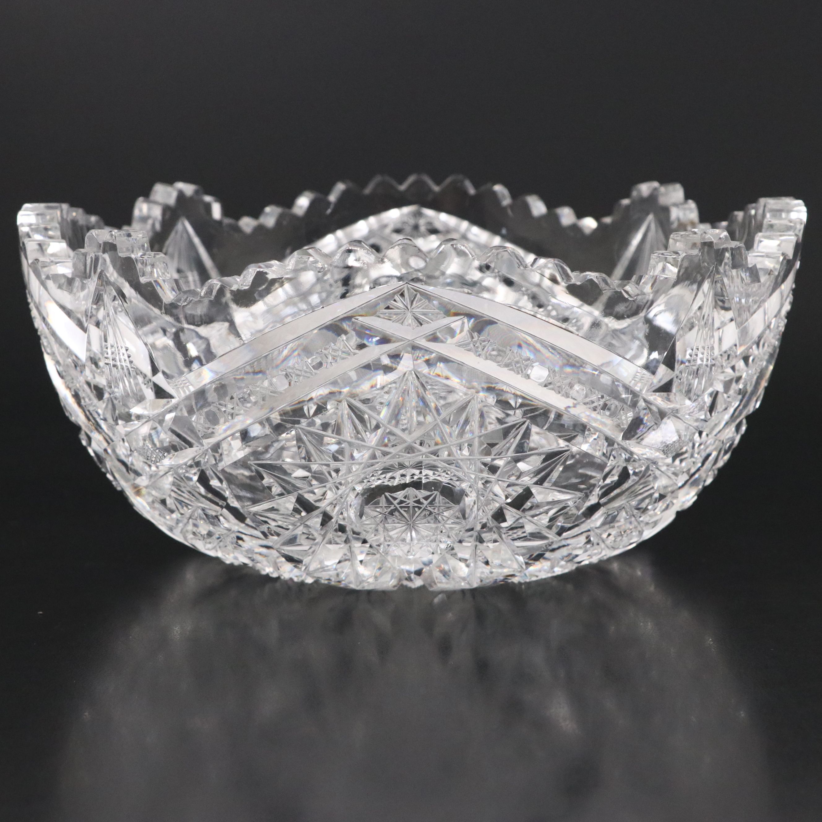 American Brilliant Cut Glass Pitcher with Bowls and Tumblers, 20th Century