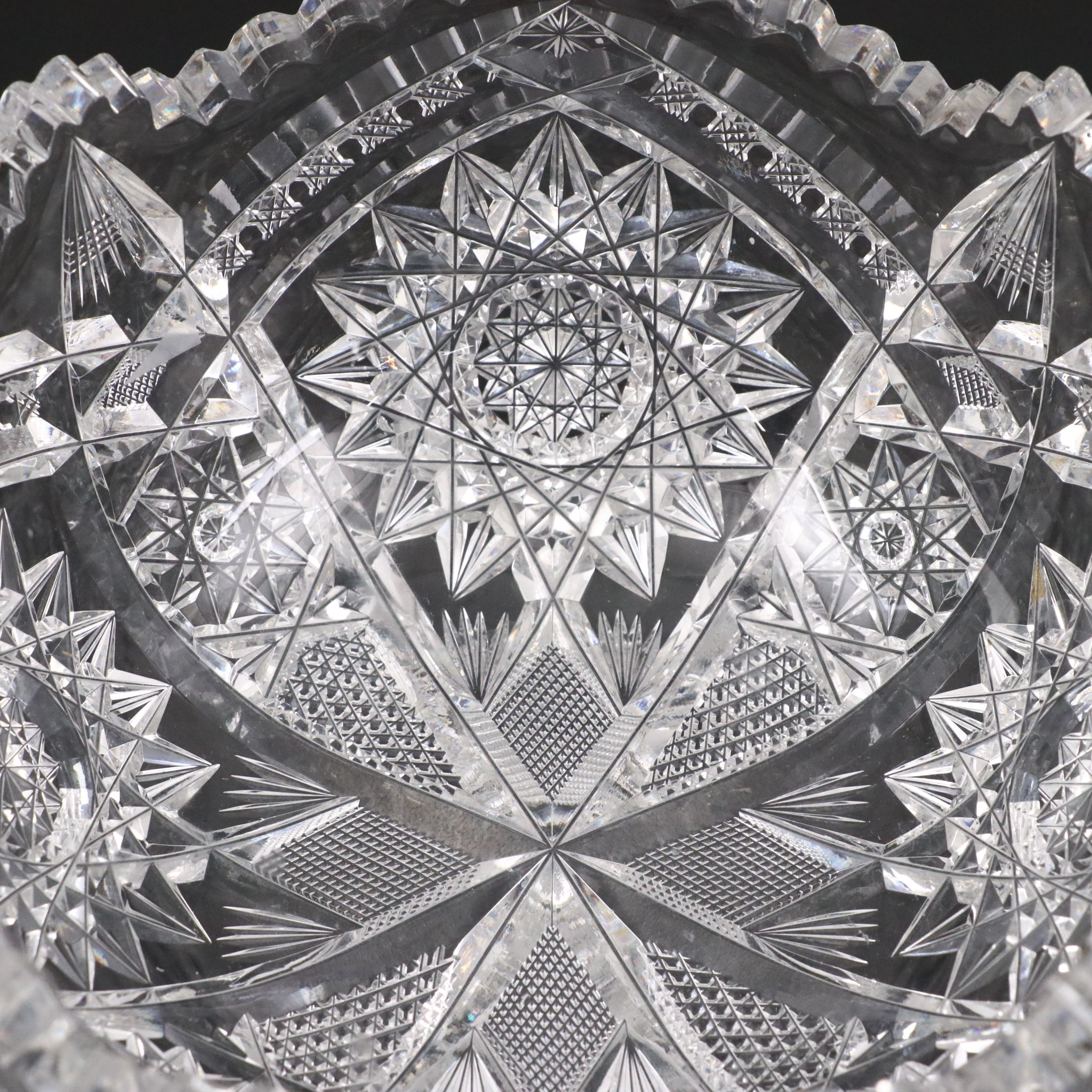 American Brilliant Cut Glass Pitcher with Bowls and Tumblers, 20th Century