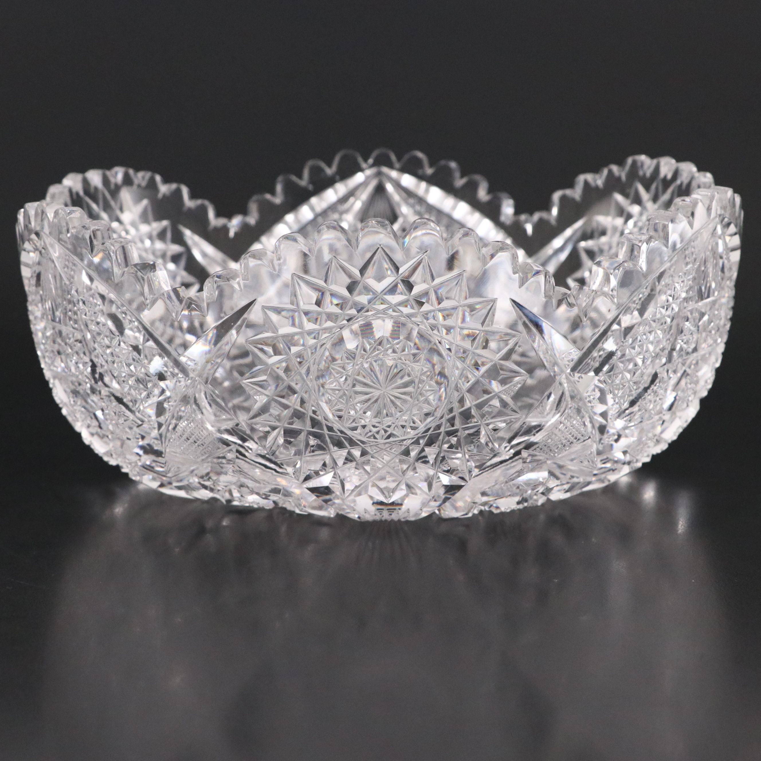 American Brilliant Cut Glass Pitcher with Bowls and Tumblers, 20th Century