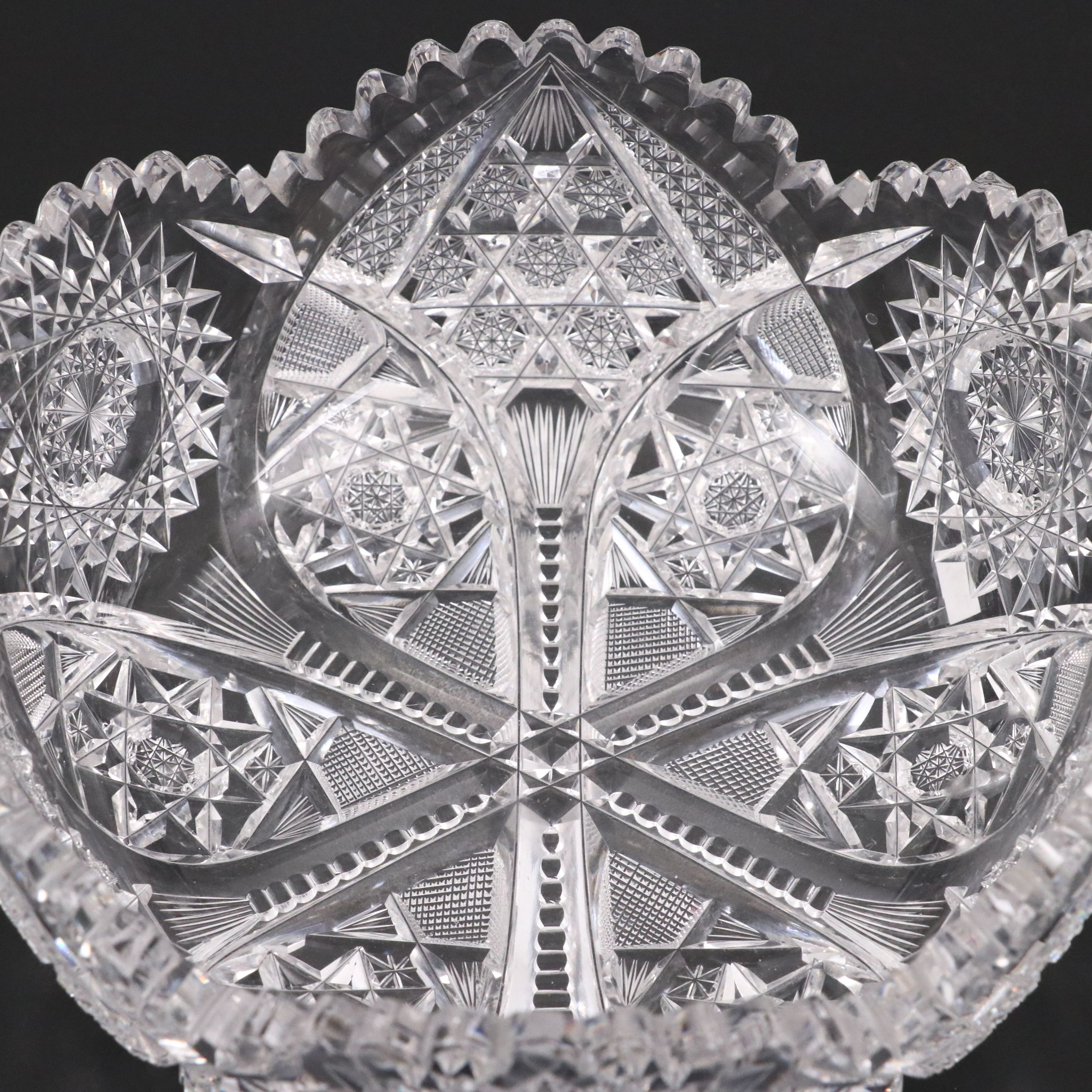 American Brilliant Cut Glass Pitcher with Bowls and Tumblers, 20th Century