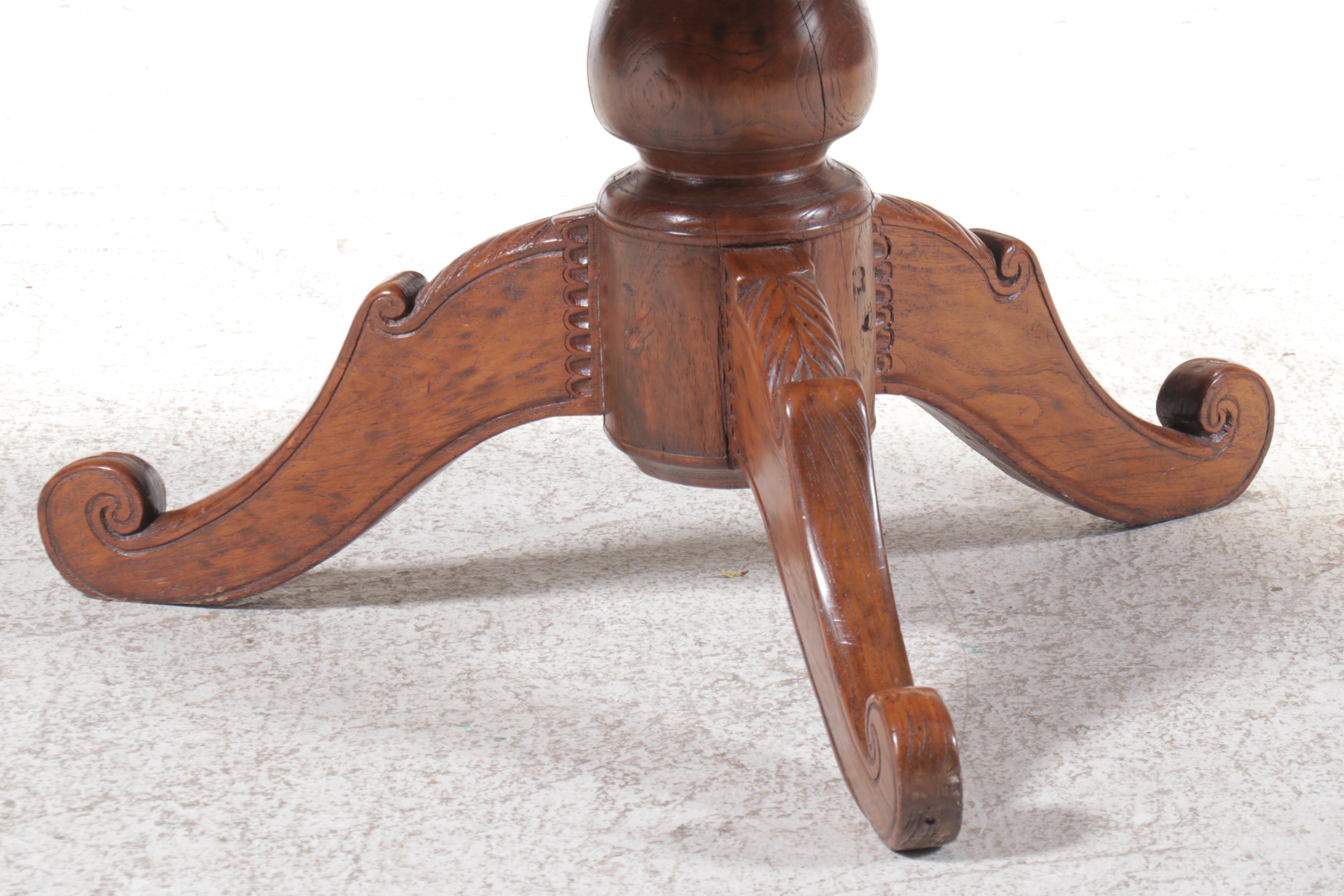 Louis Philippe Style Carved Wood Pedestal Dining Table
