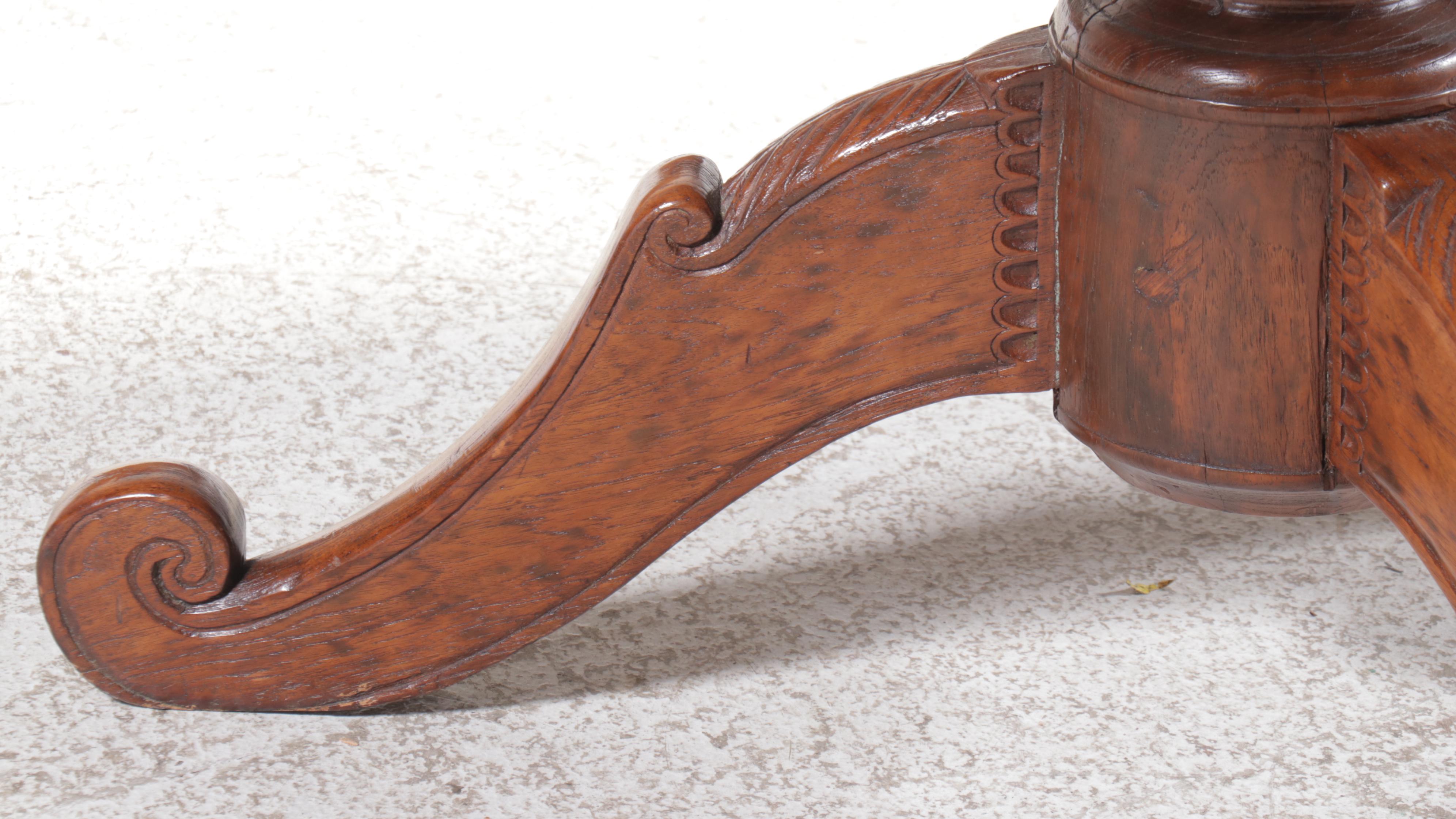 Louis Philippe Style Carved Wood Pedestal Dining Table