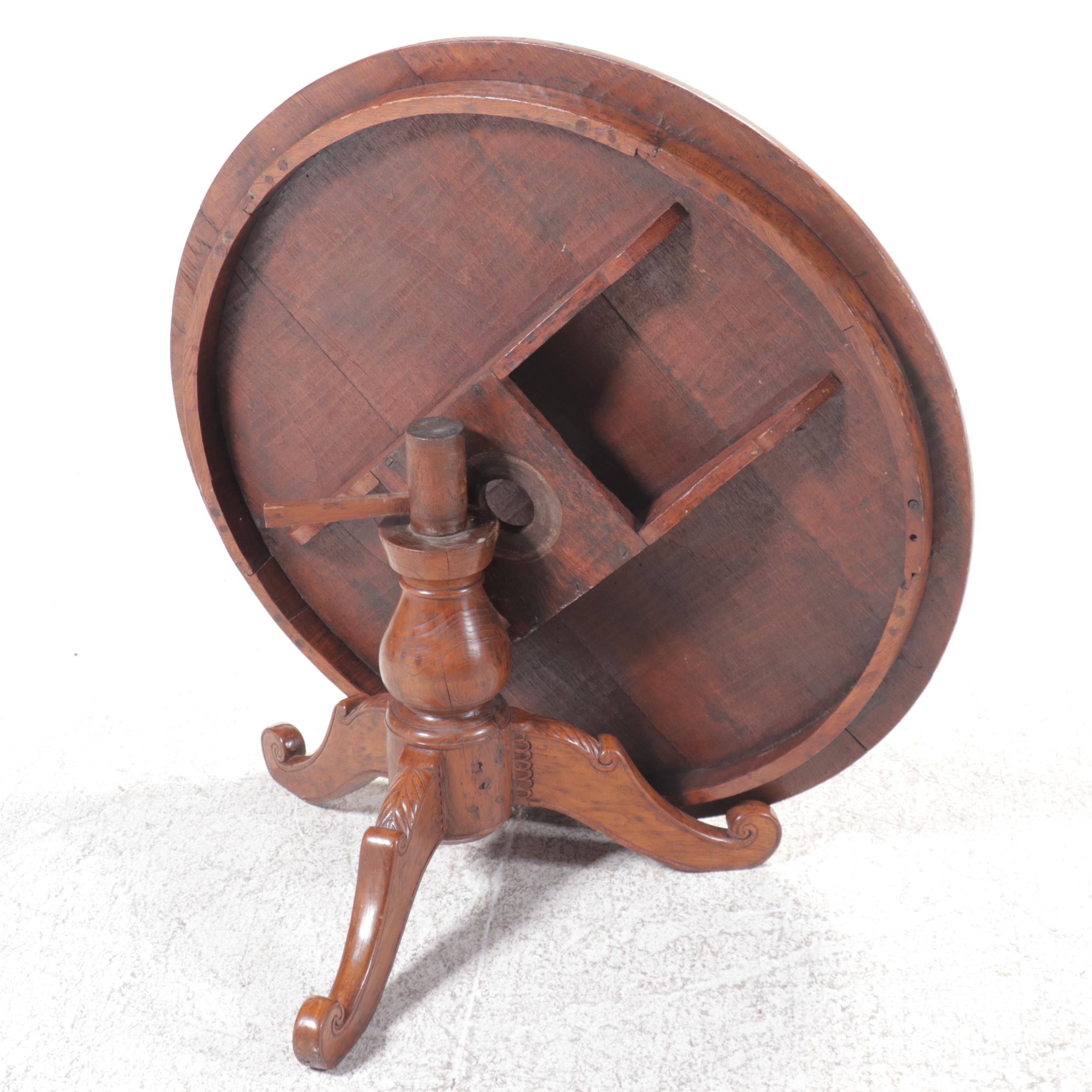 Louis Philippe Style Carved Wood Pedestal Dining Table