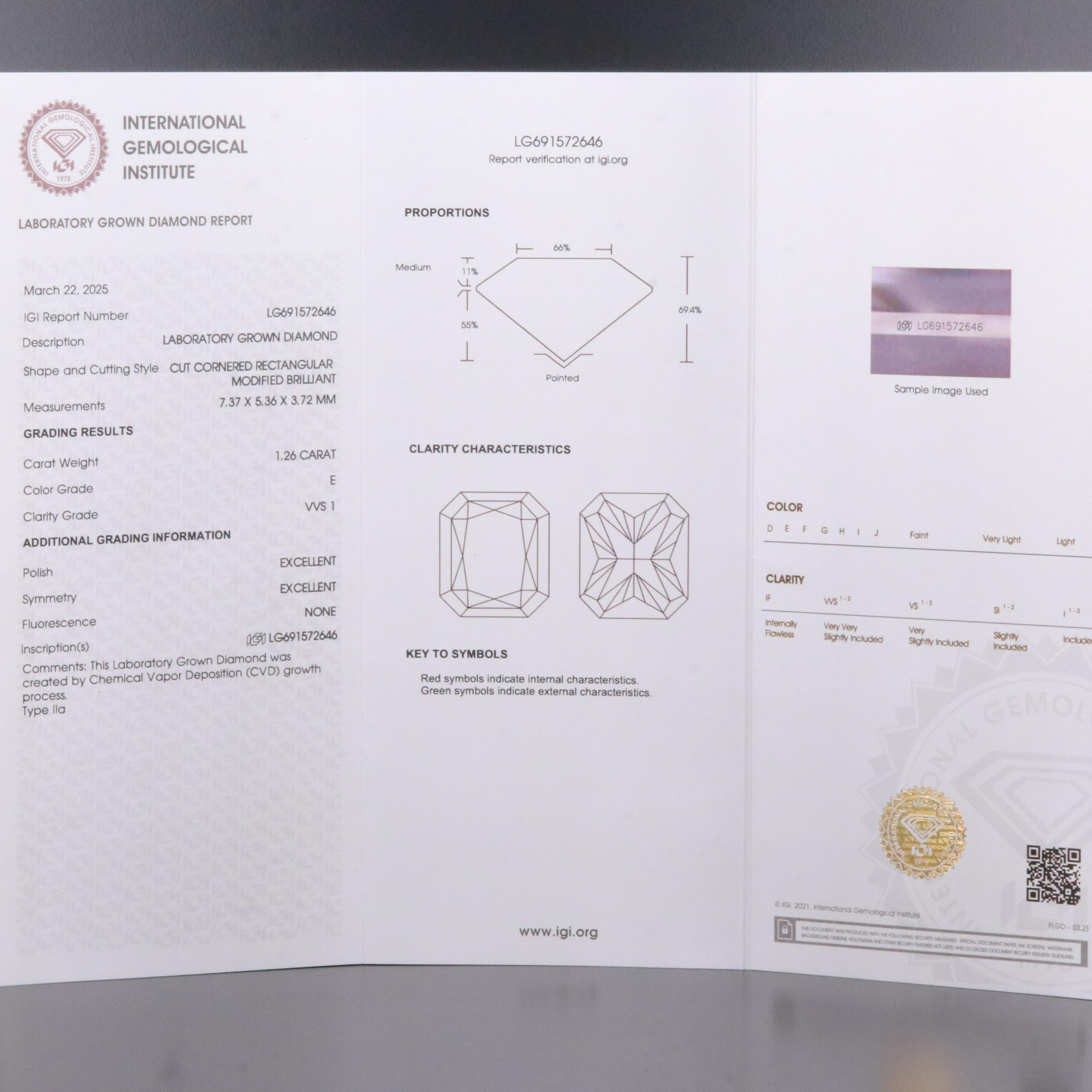 14K 1.26 CT Lab Grown Diamond Solitaire Ring with IGI Report