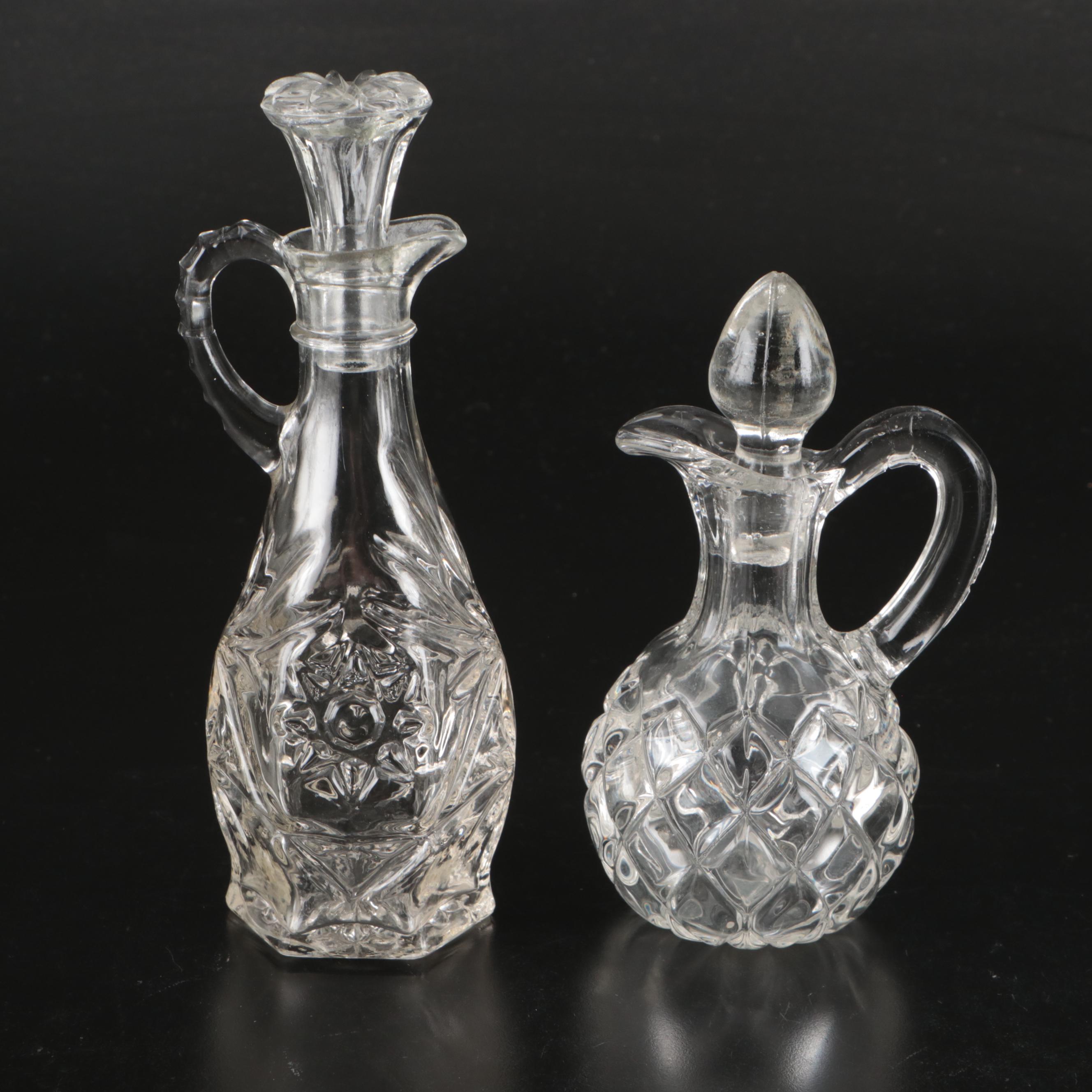 Anchor Hocking Cruet with Other Cut Crystal and Glassware, Mid/Late 20th C.