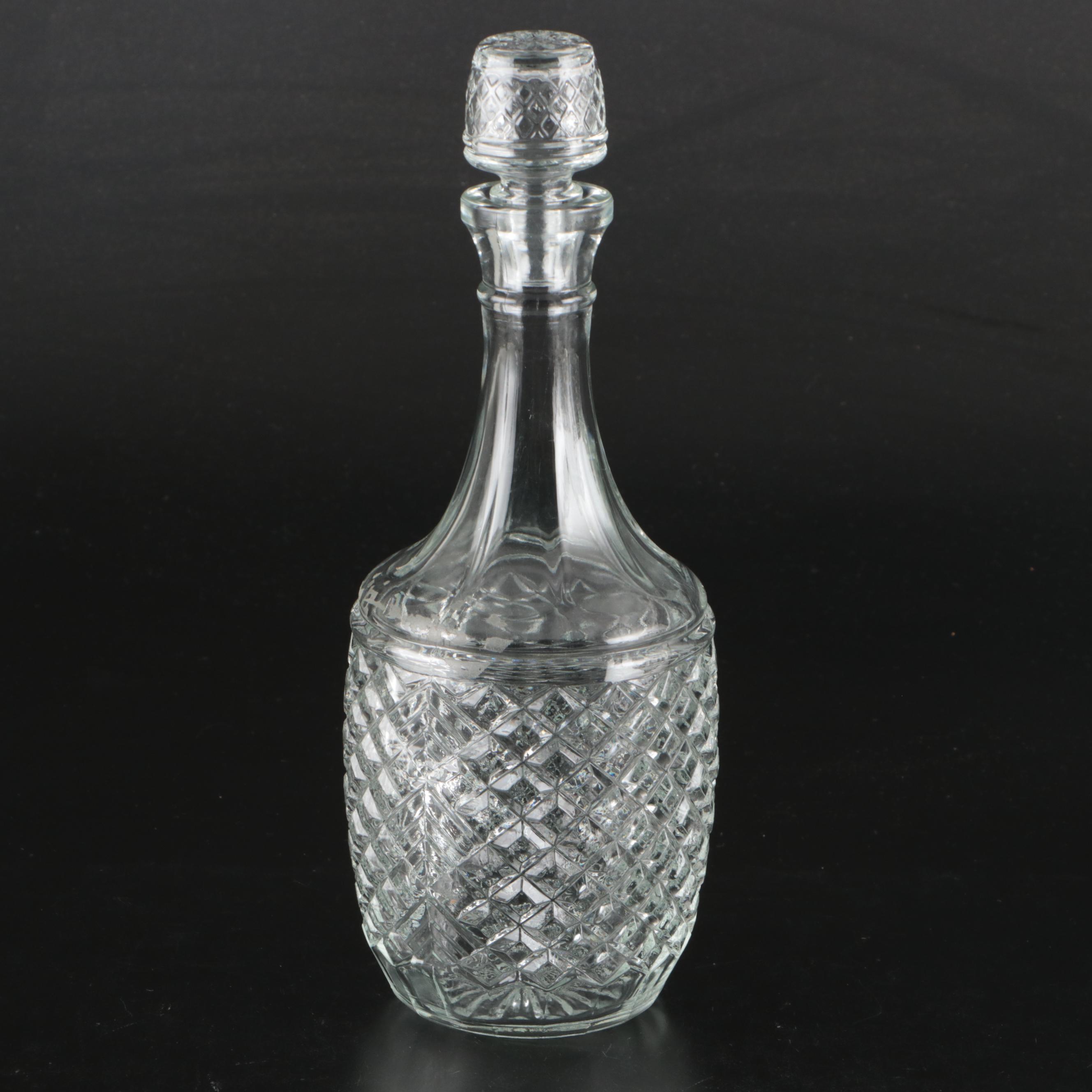 Anchor Hocking Cruet with Other Cut Crystal and Glassware, Mid/Late 20th C.