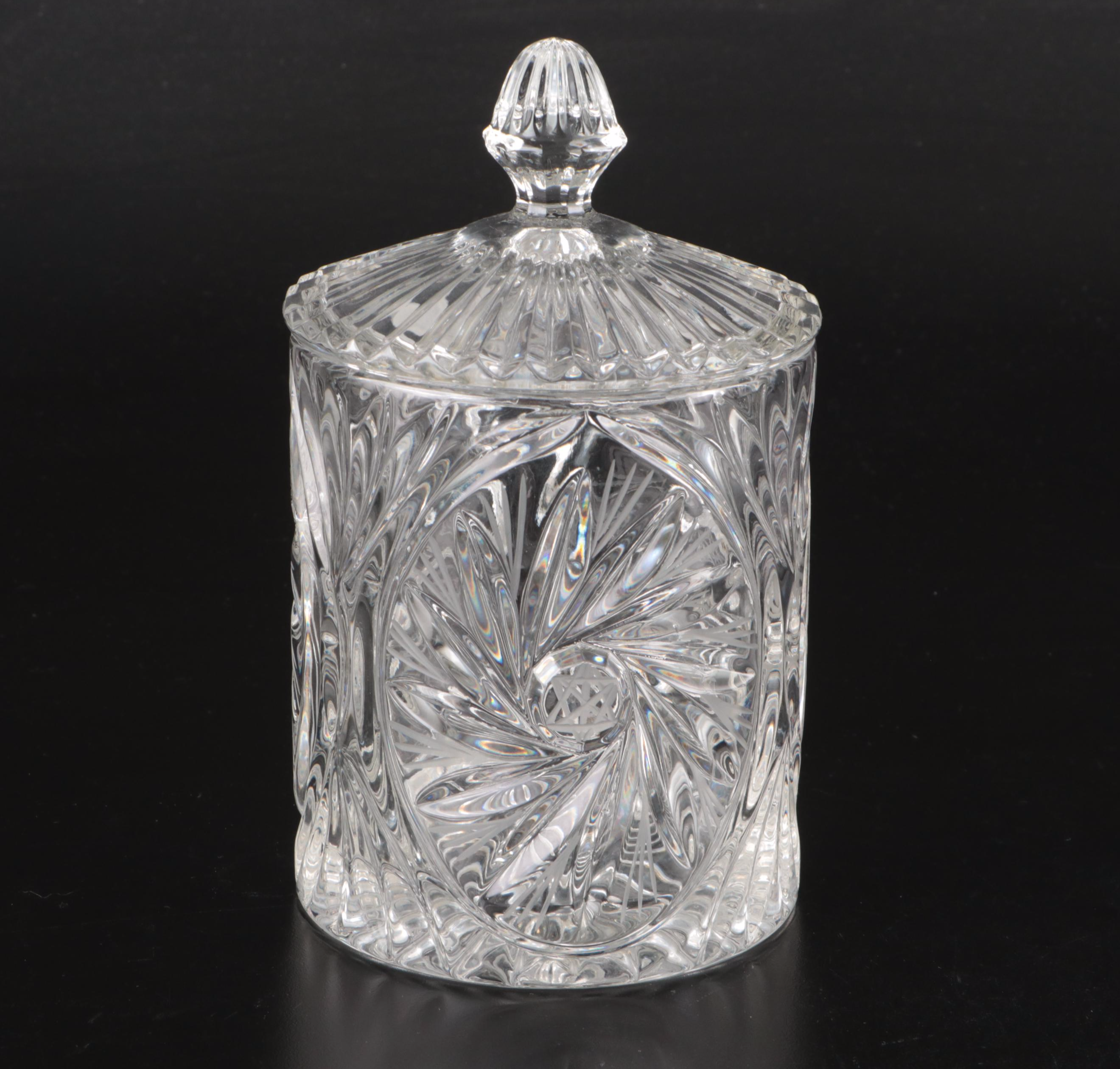 Anchor Hocking Cruet with Other Cut Crystal and Glassware, Mid/Late 20th C.