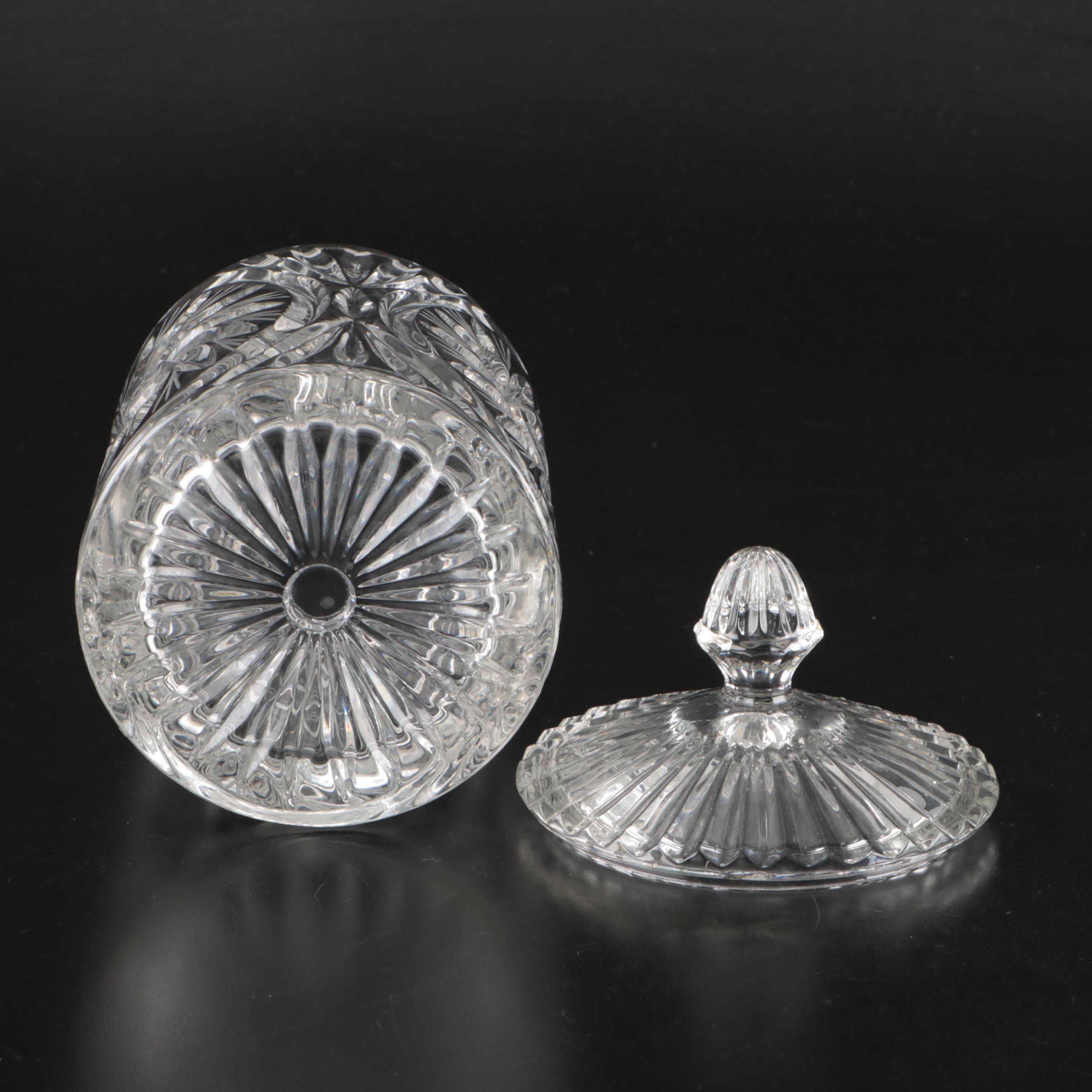 Anchor Hocking Cruet with Other Cut Crystal and Glassware, Mid/Late 20th C.
