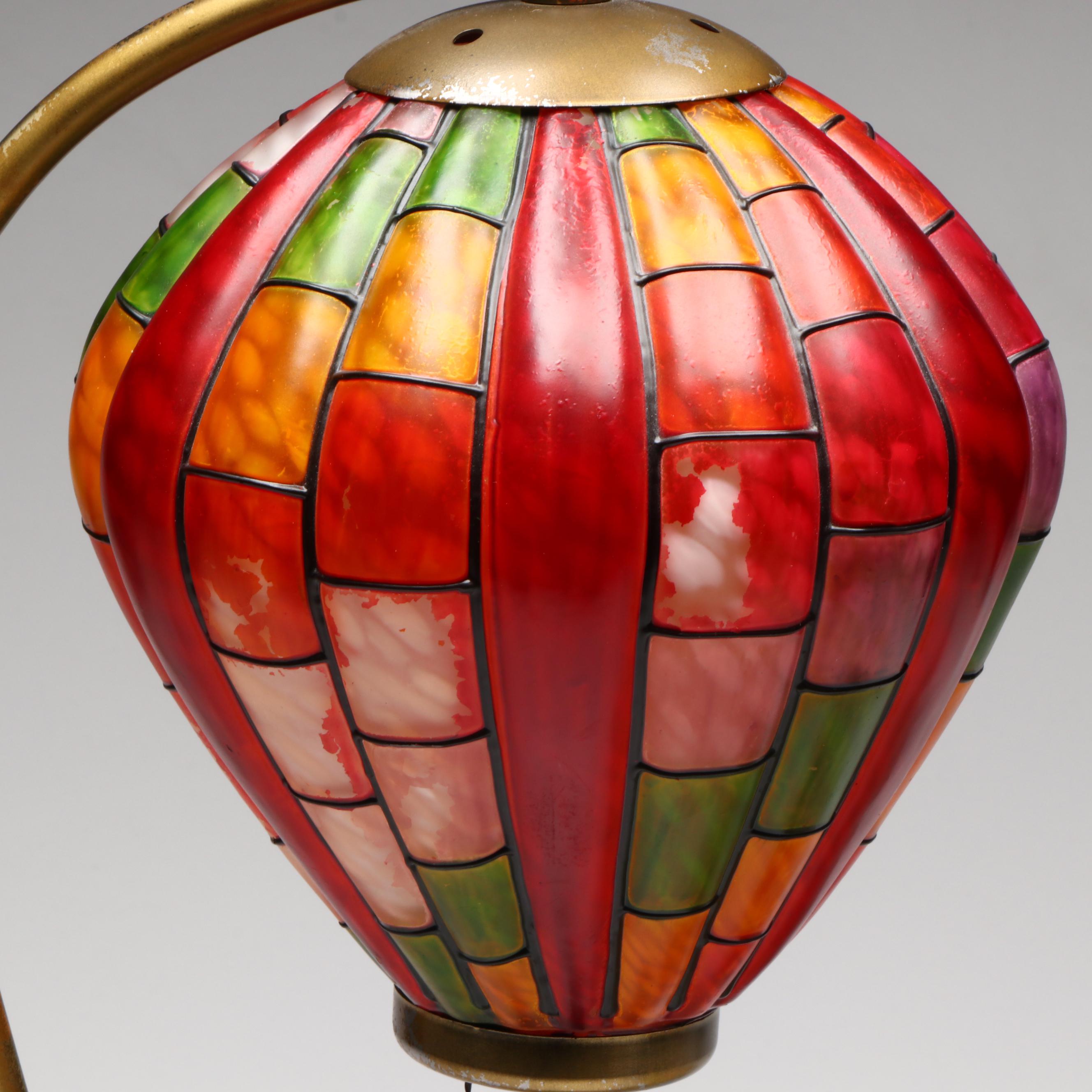 Painted Glass Hot Air Balloon Accent Lamp with Art Nouveau Style Desk Lamp