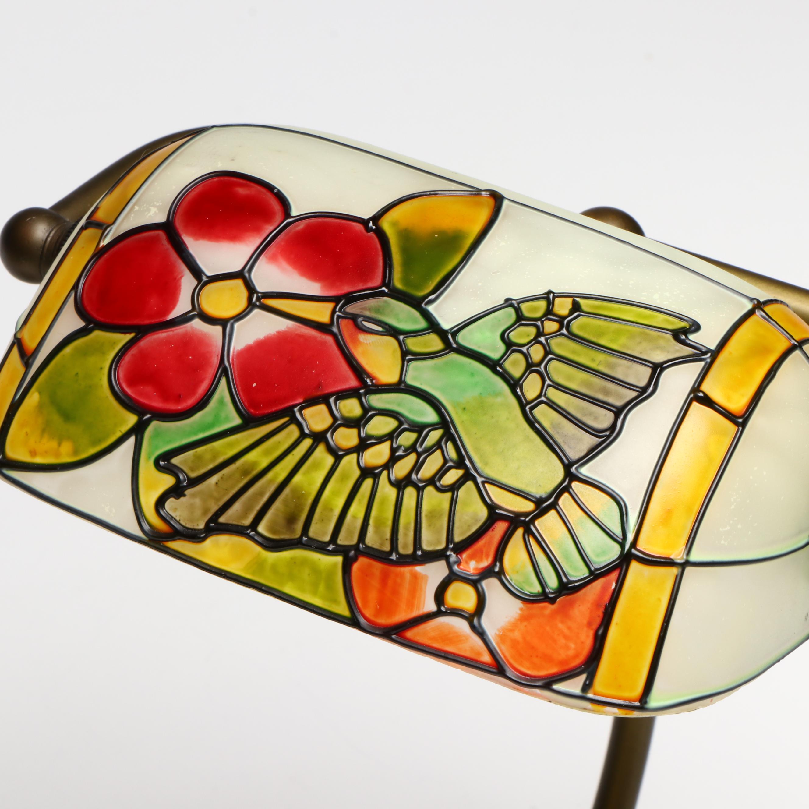 Painted Glass Hot Air Balloon Accent Lamp with Art Nouveau Style Desk Lamp