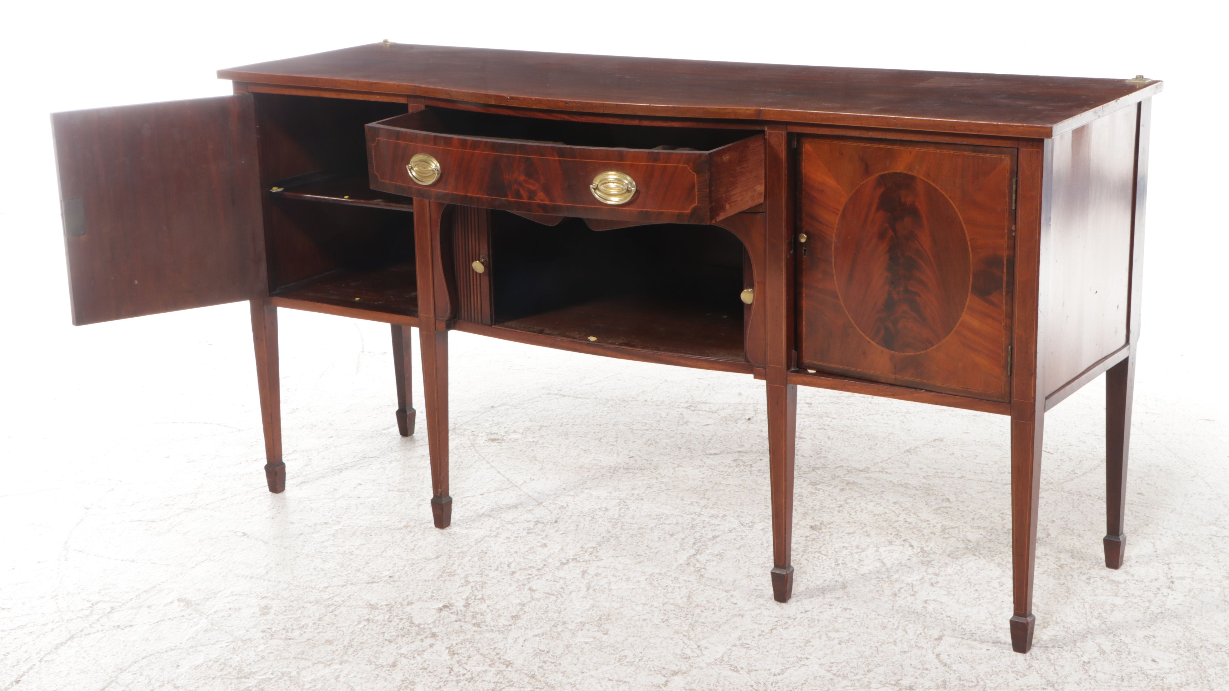 Hepplewhite Style Flame Mahogany Buffet with Reed & Barton Flatware Insert
