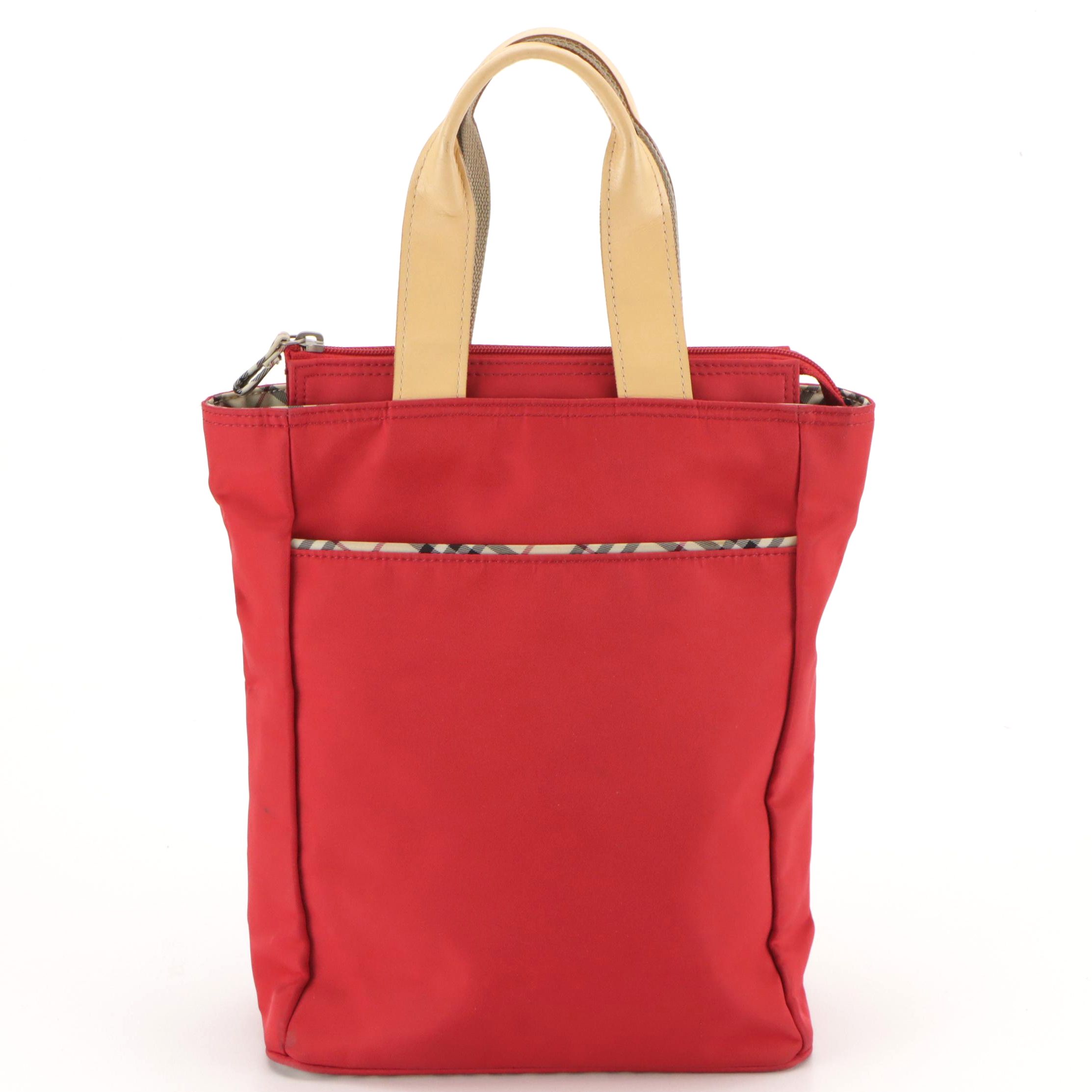 Burberry Tote in Red and House Check Nylon