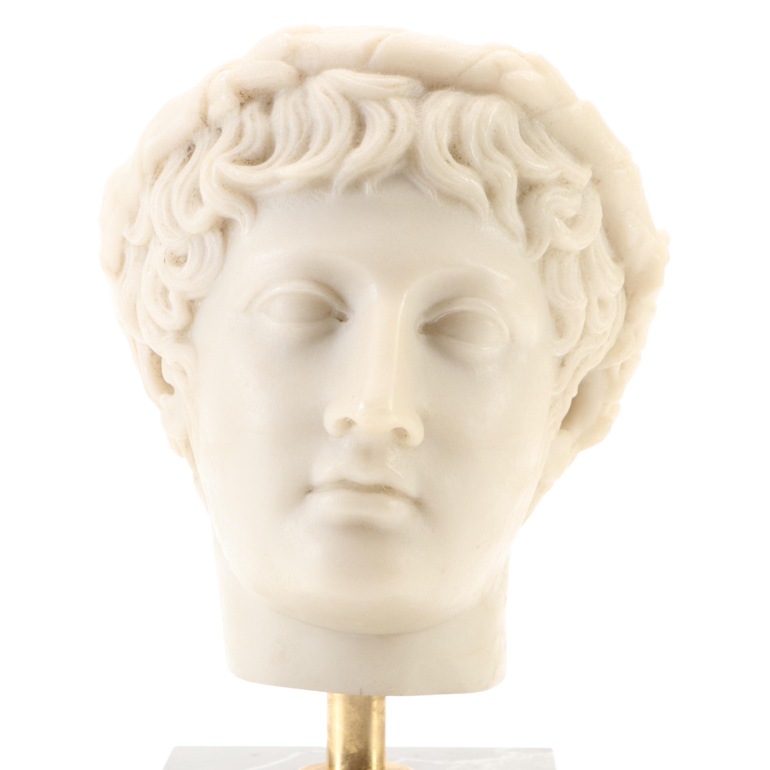 Cast Stone Museum Reproduction Sculpture "Head of Young Bacchus"