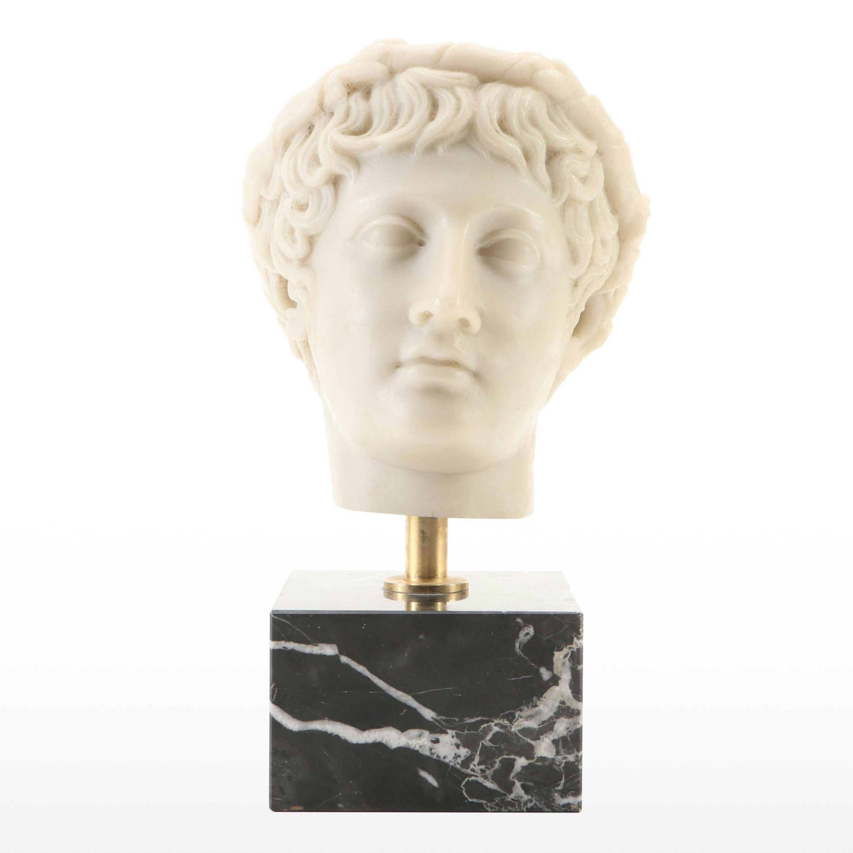 Cast Stone Museum Reproduction Sculpture "Head of Young Bacchus"