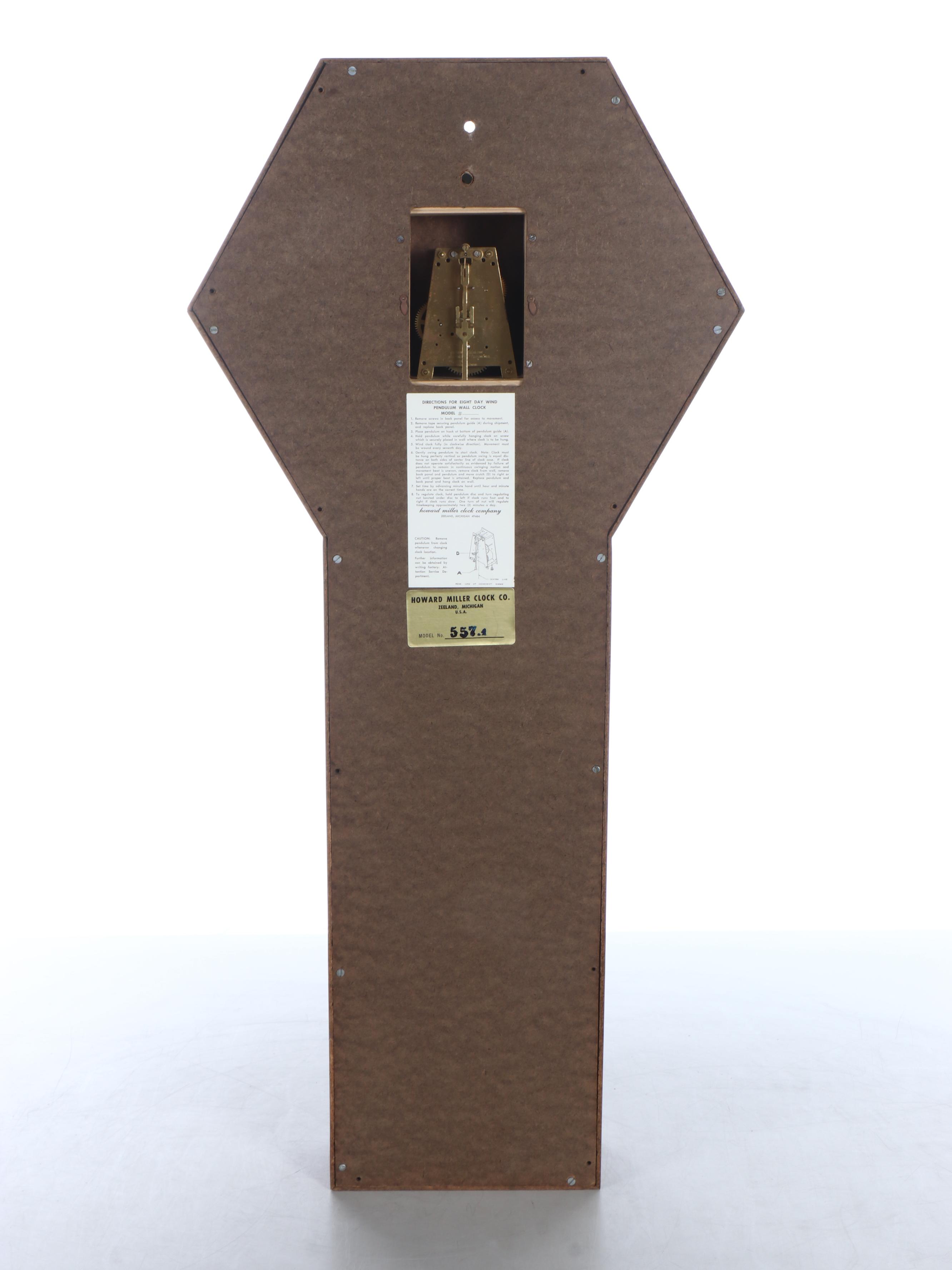 Howard Miller Umanoff Wooden Wall Clock, Mid-20th Century