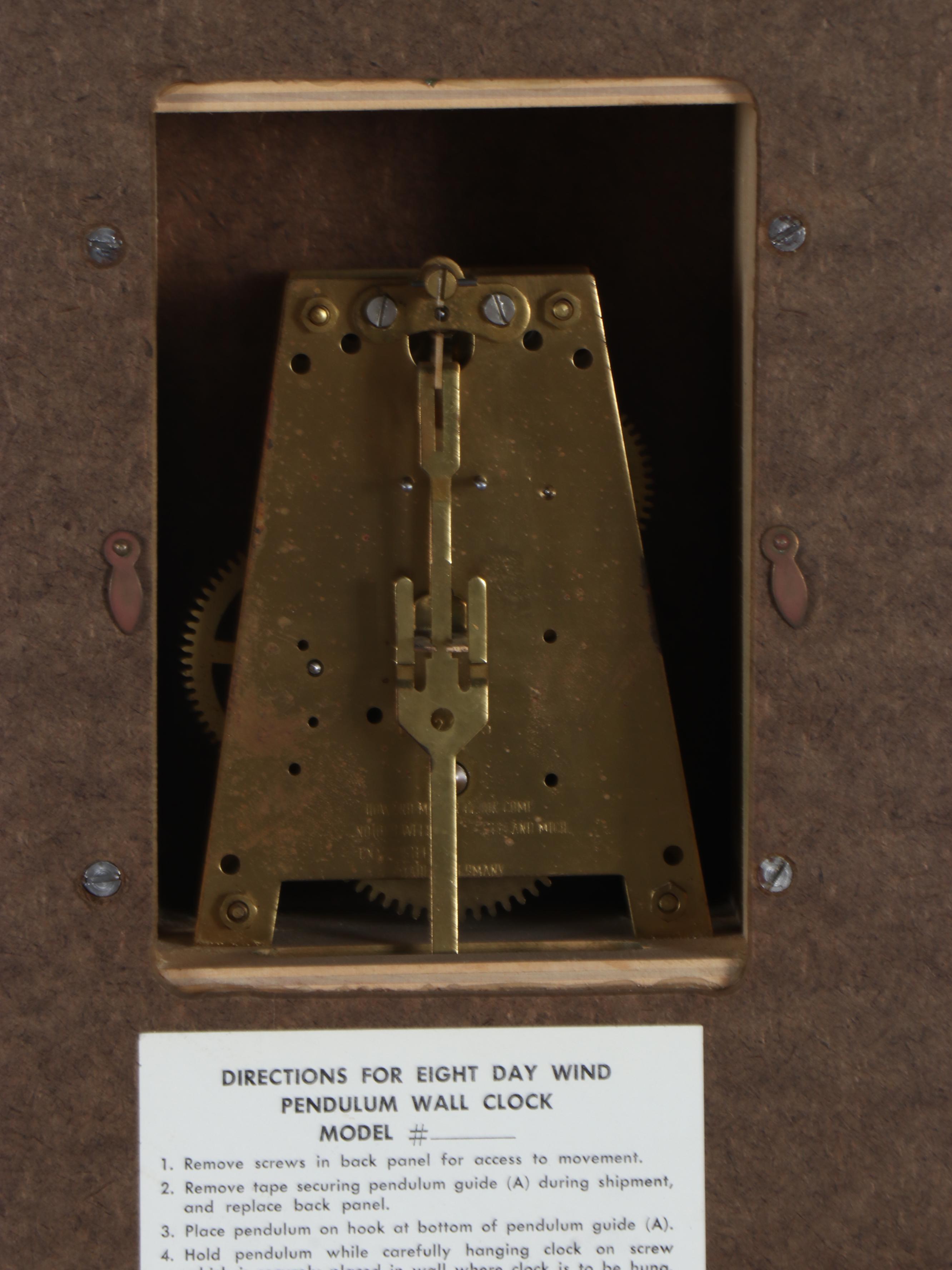 Howard Miller Umanoff Wooden Wall Clock, Mid-20th Century