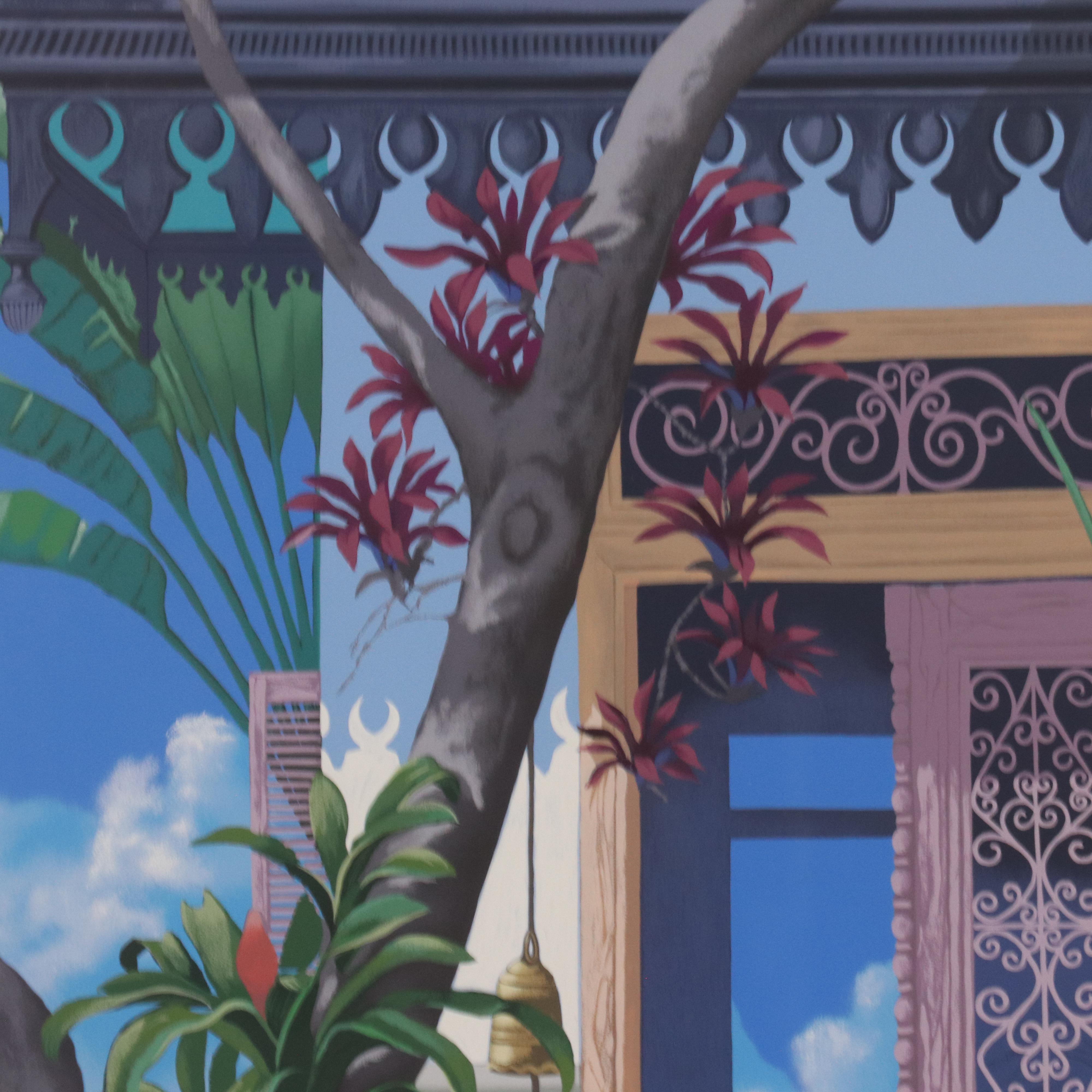 John Kiraly Coastal Courtyard Serigraph "Door to the Caribbean," 1990