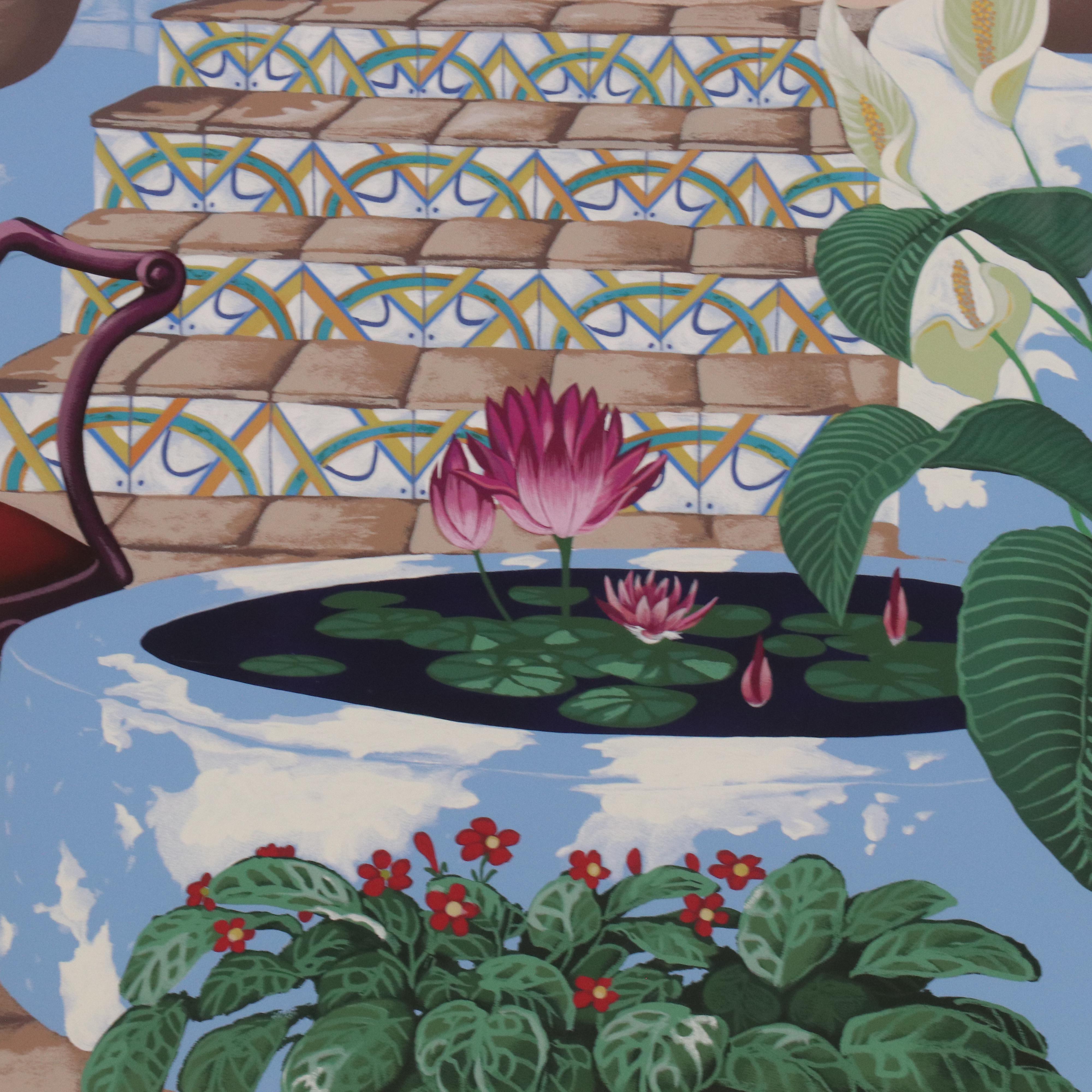 John Kiraly Coastal Courtyard Serigraph "Door to the Caribbean," 1990