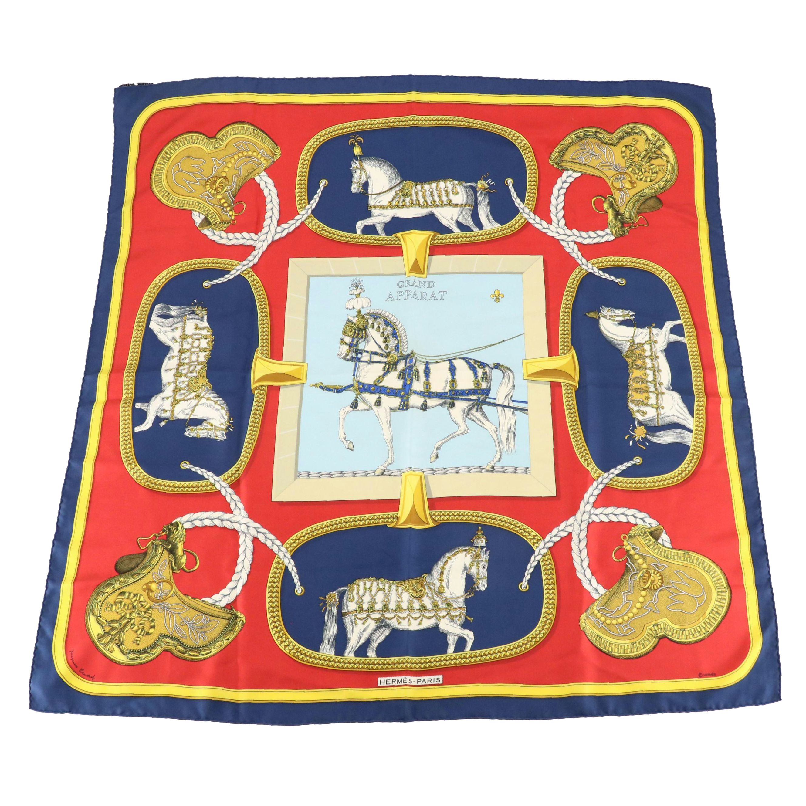 Hermès "Grand Apparat" Scarf 90 in Silk Twill