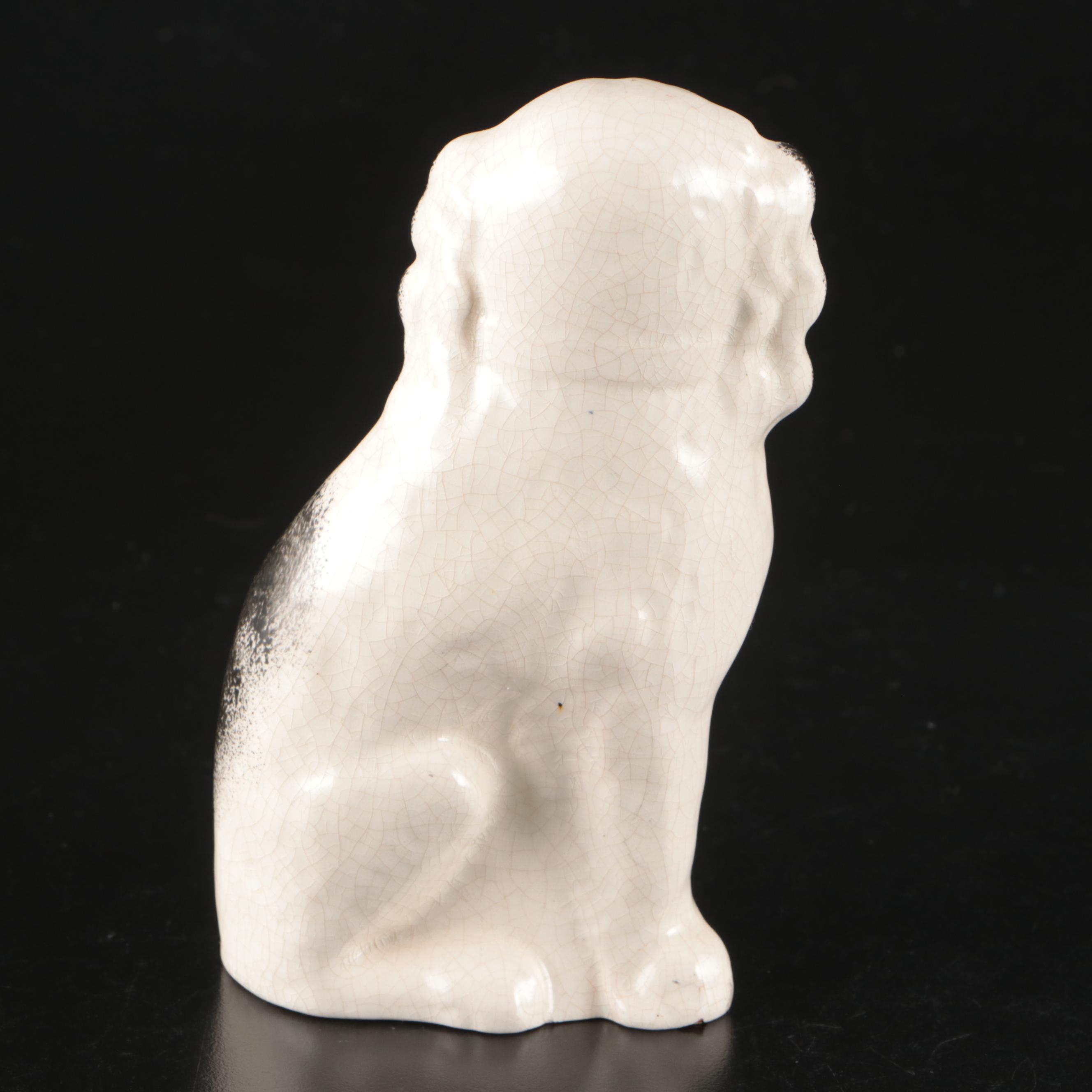 Staffordshire Bocage Small Spill Vases with Other Spaniel Figurine