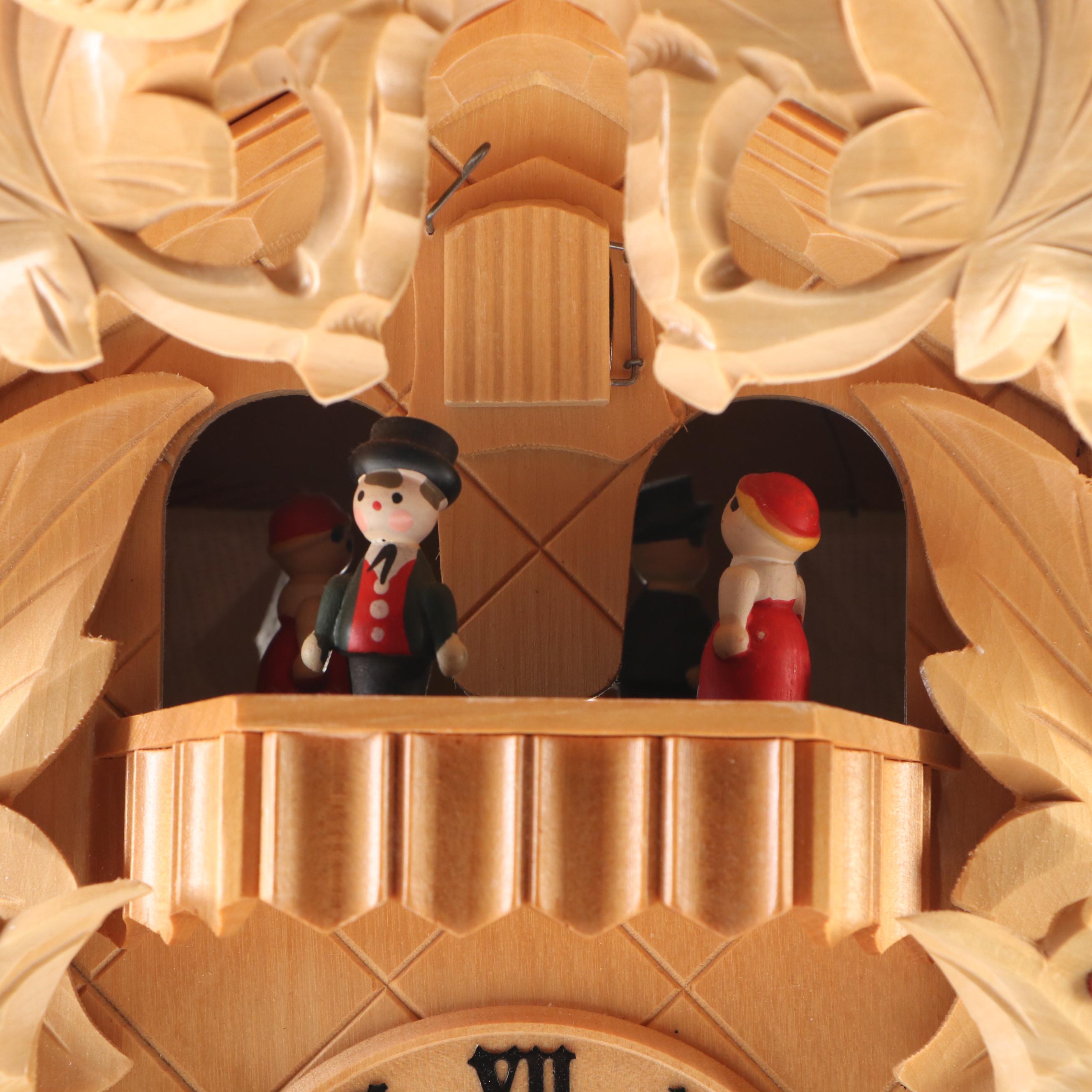 German Black Forest Style Carved Wood Cuckoo Clock