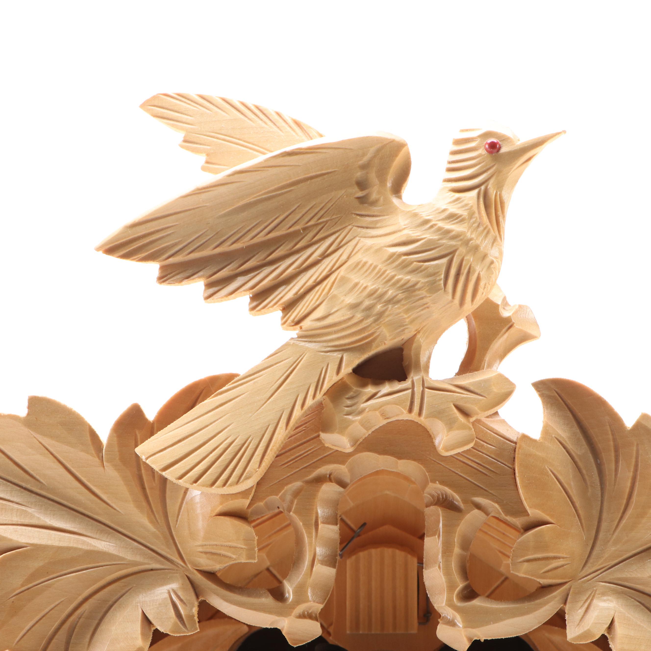 German Black Forest Style Carved Wood Cuckoo Clock