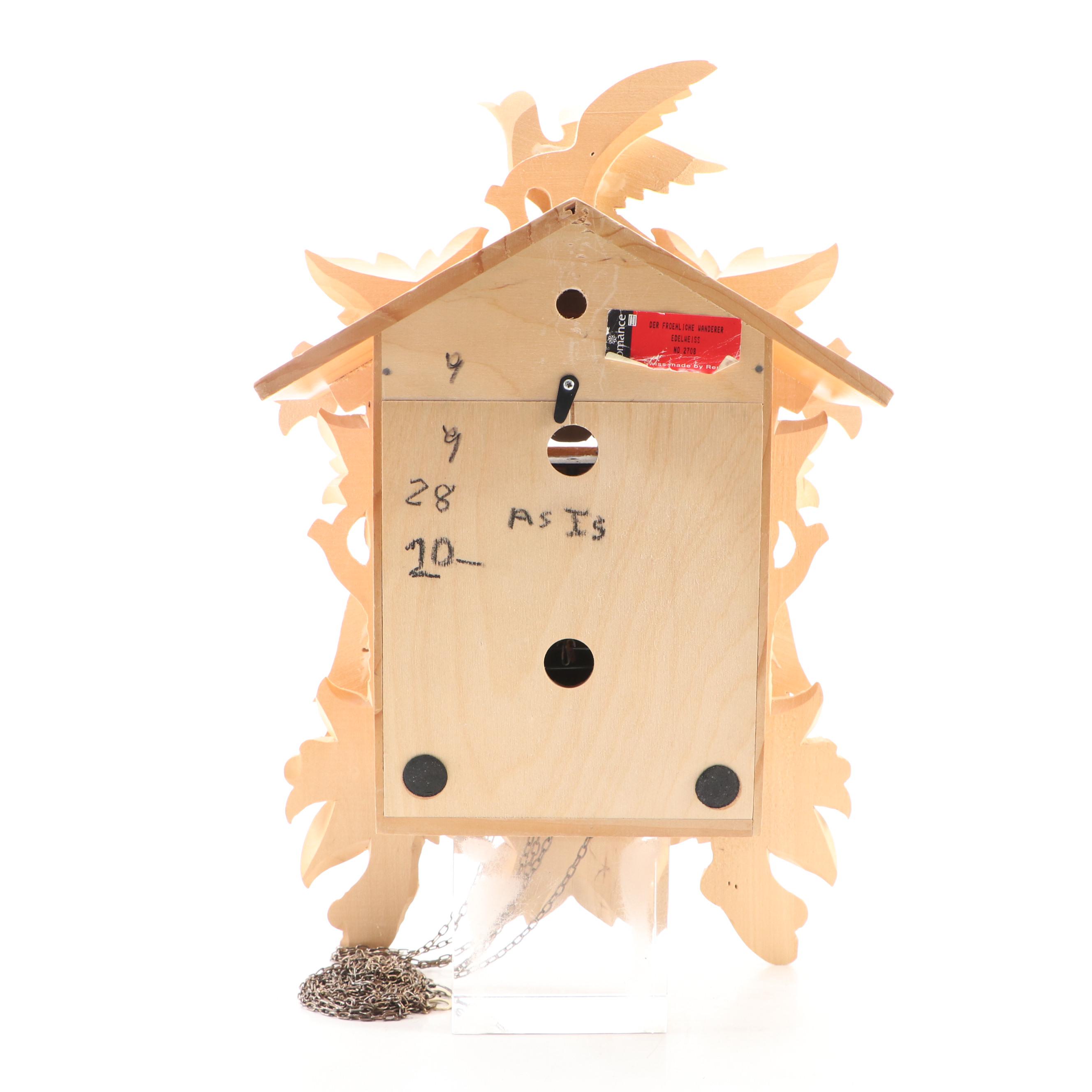 German Black Forest Style Carved Wood Cuckoo Clock