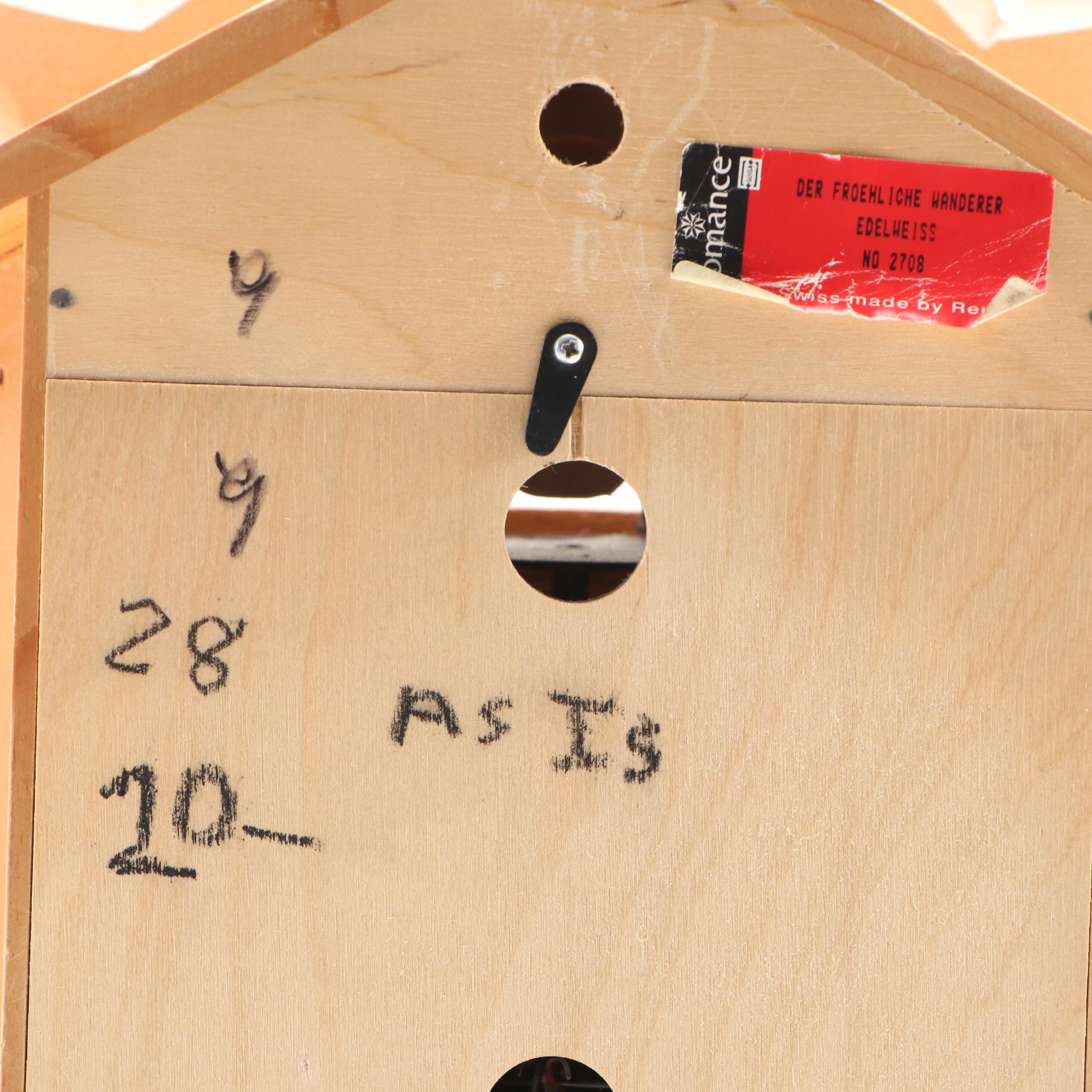 German Black Forest Style Carved Wood Cuckoo Clock