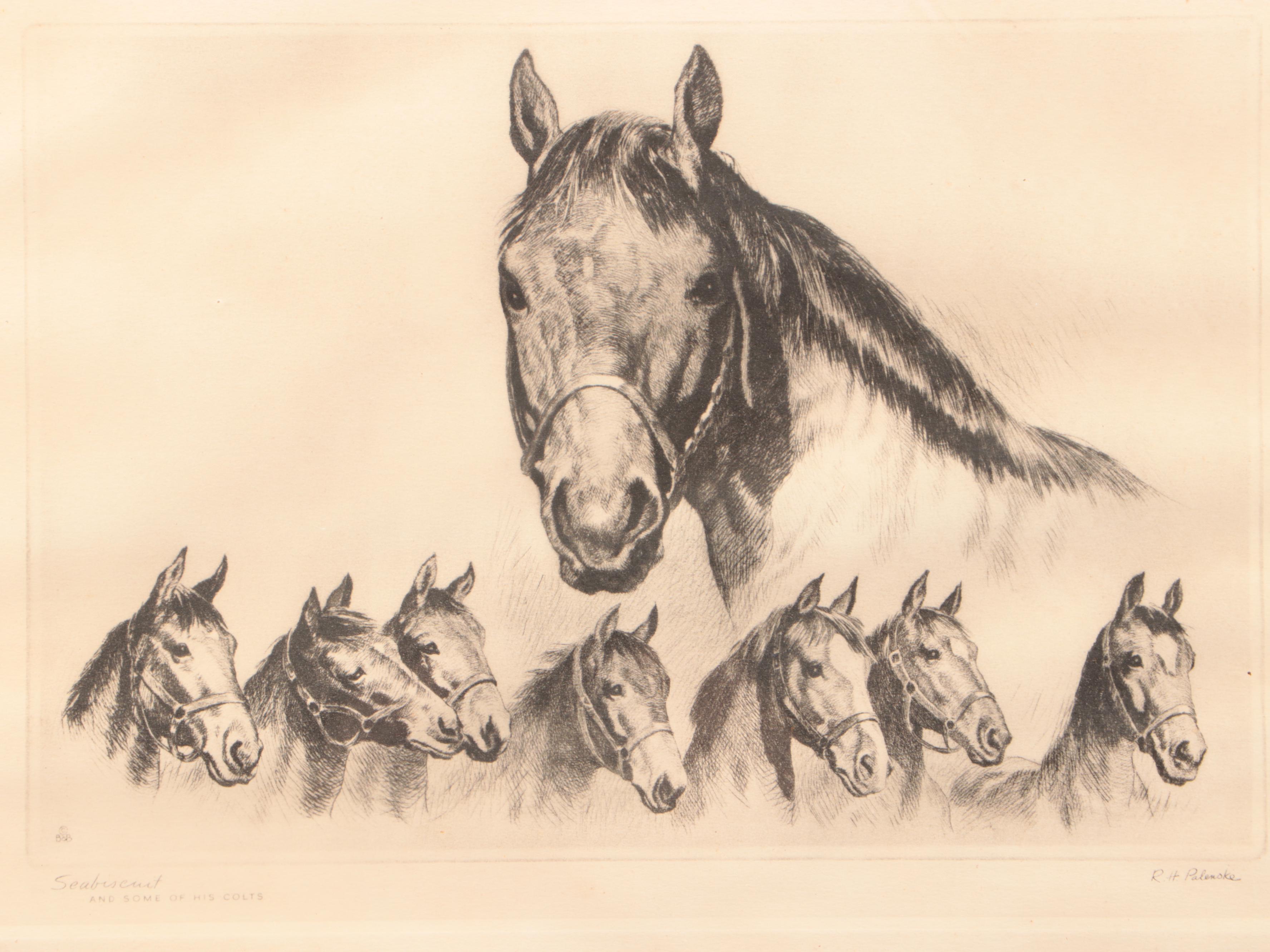 Repro Print "Seabiscut and Some of His Colts" with Other Equestrian Décor