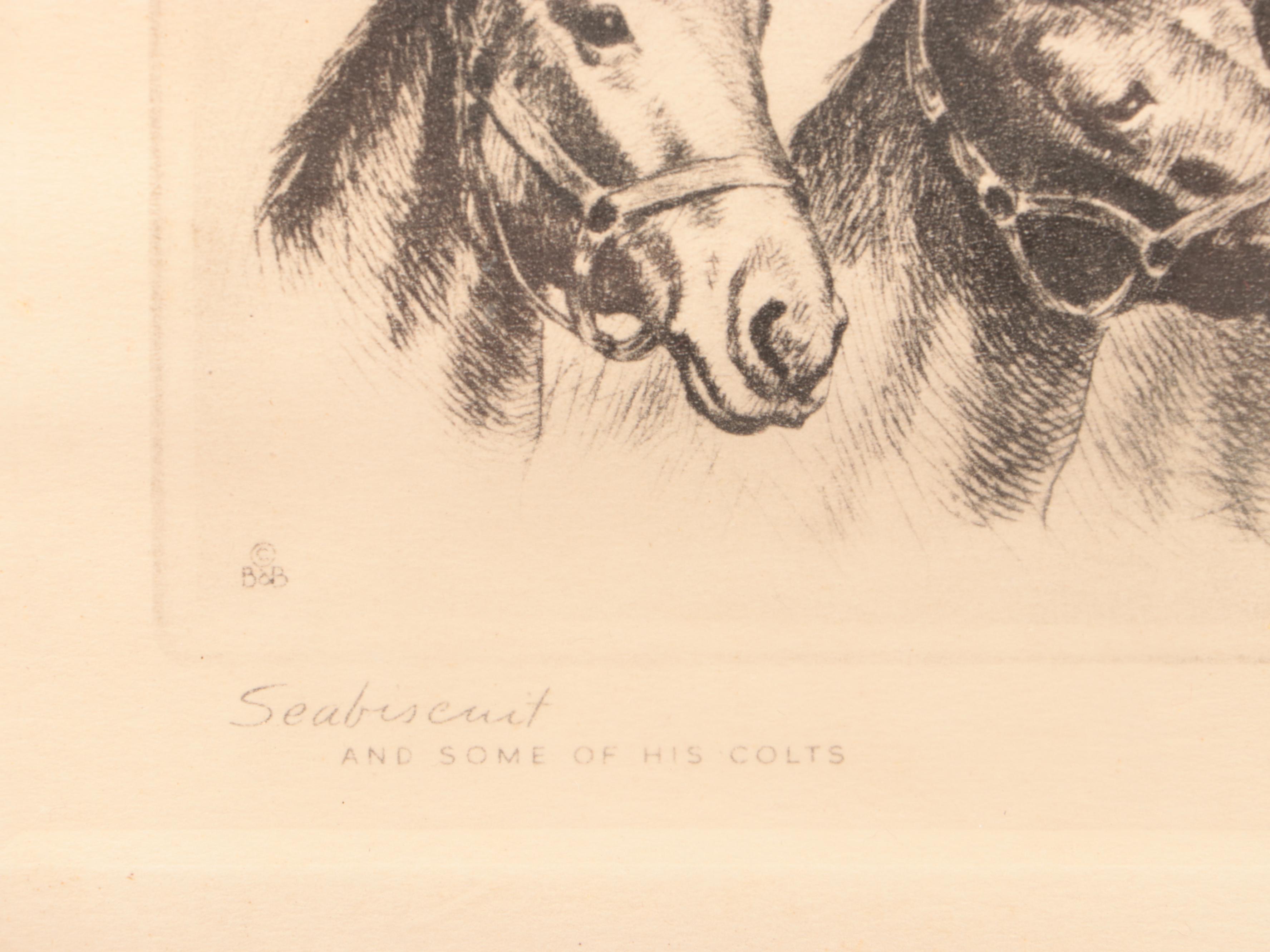 Repro Print "Seabiscut and Some of His Colts" with Other Equestrian Décor