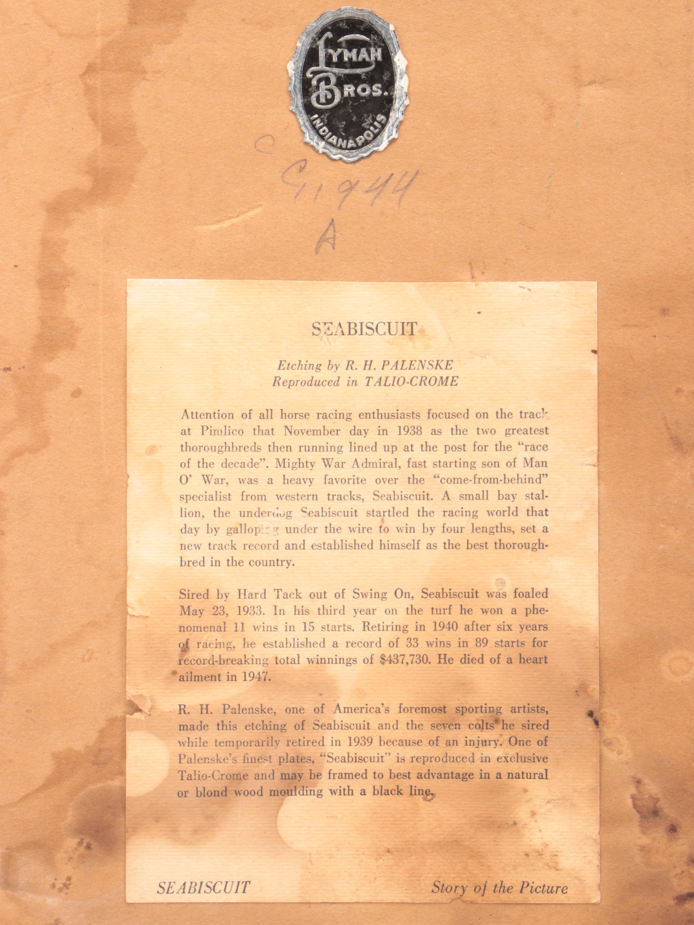 Repro Print "Seabiscut and Some of His Colts" with Other Equestrian Décor