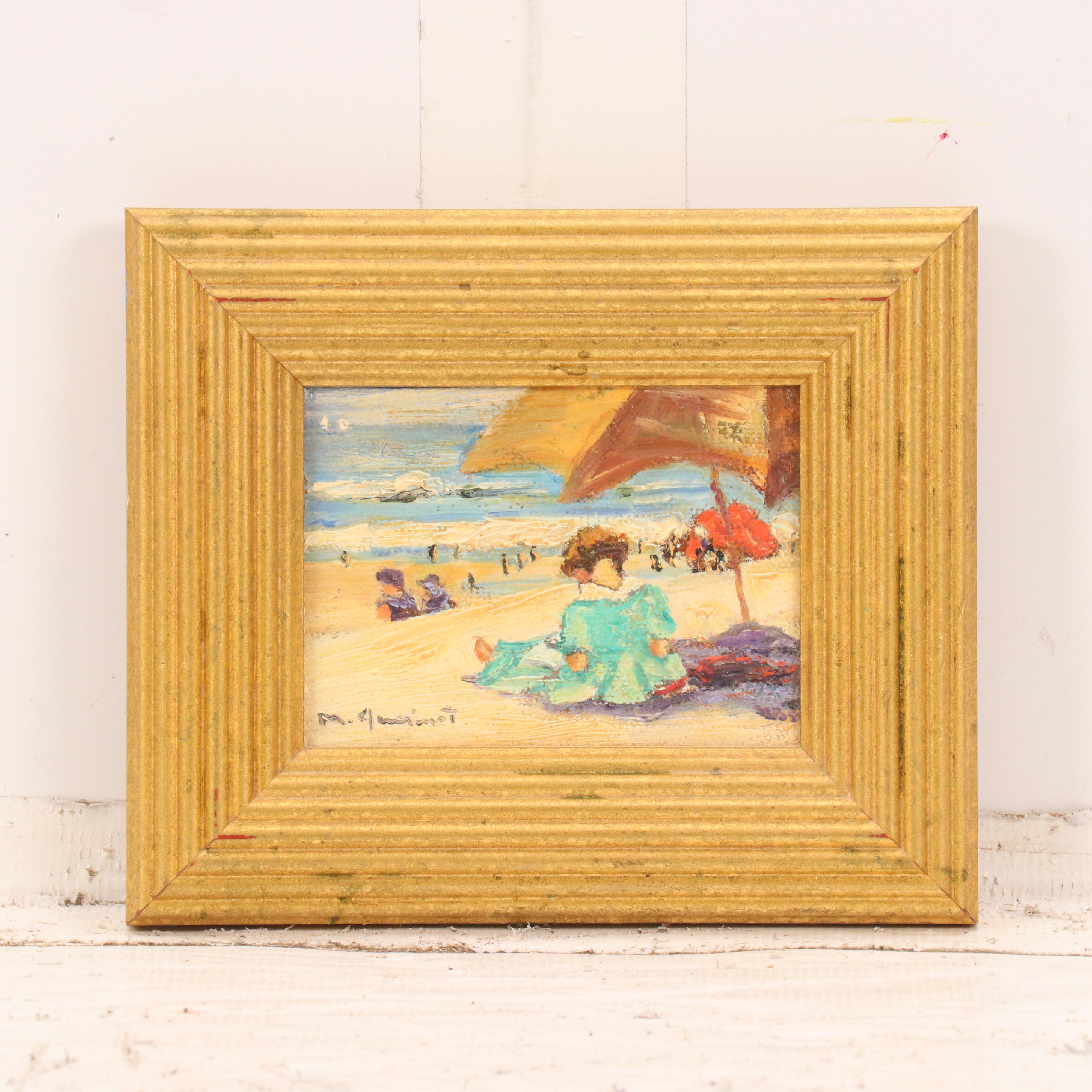 Pair of Miniatures Including Enamel Painting of Seagulls, Late 20th Century