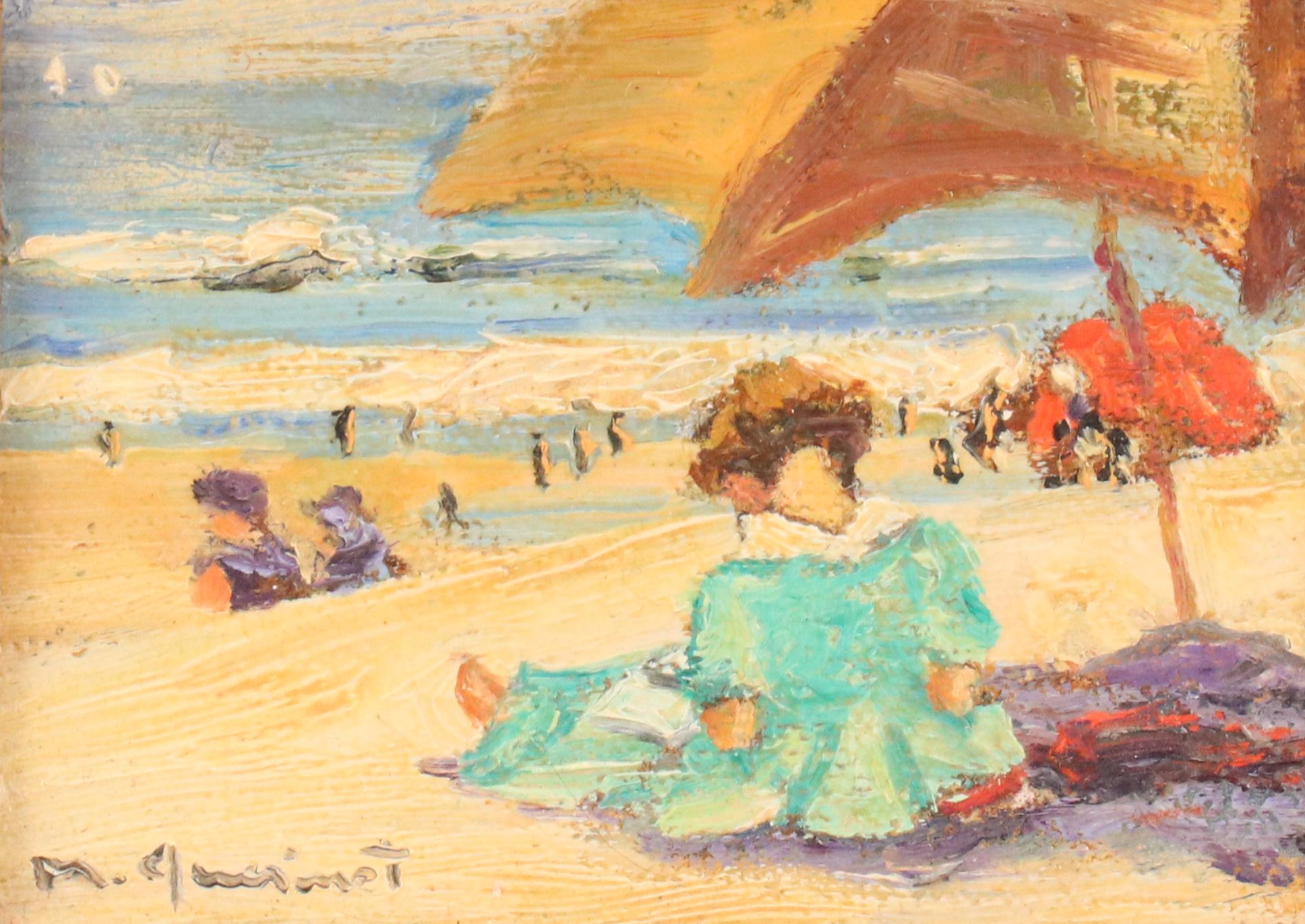 Pair of Miniatures Including Enamel Painting of Seagulls, Late 20th Century