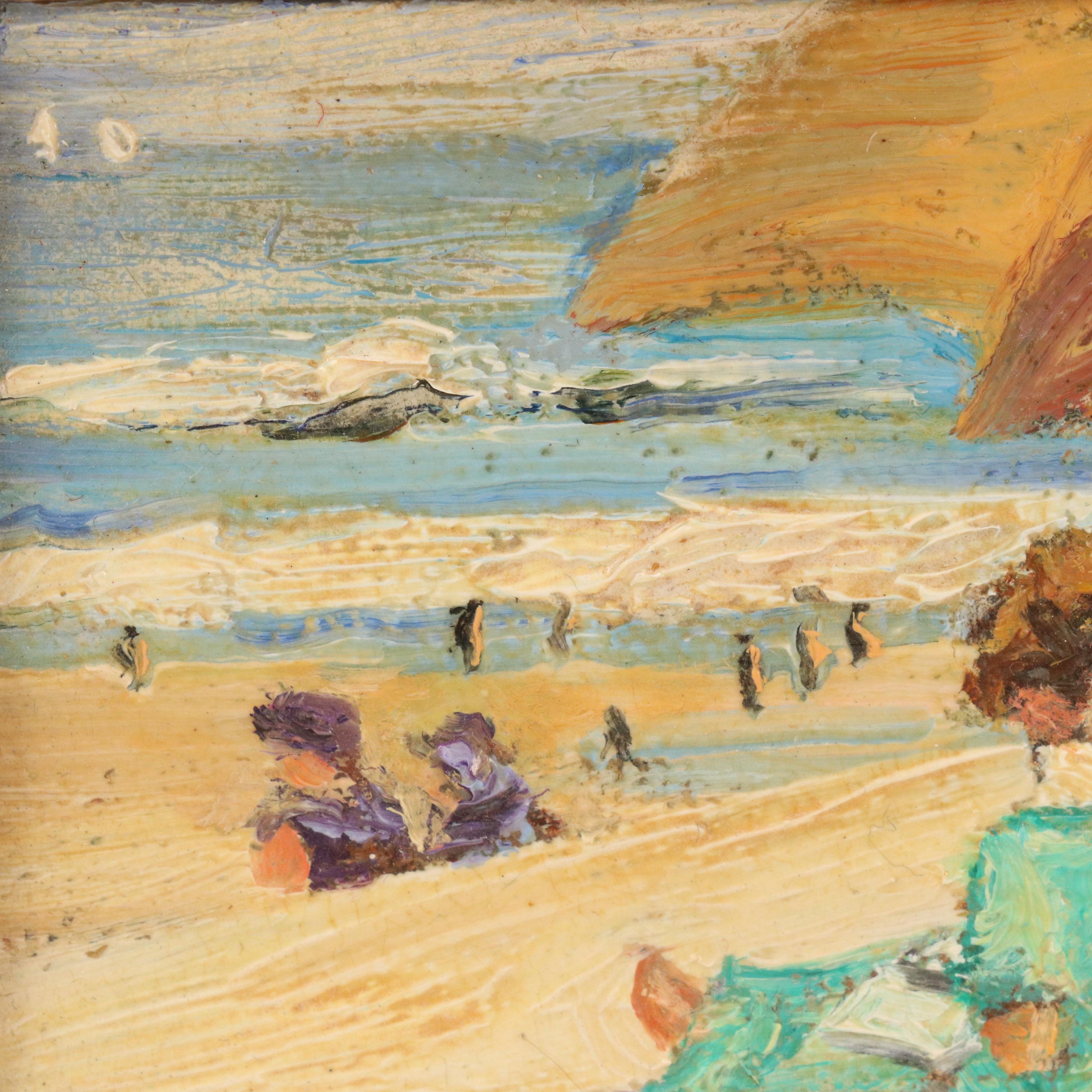 Pair of Miniatures Including Enamel Painting of Seagulls, Late 20th Century