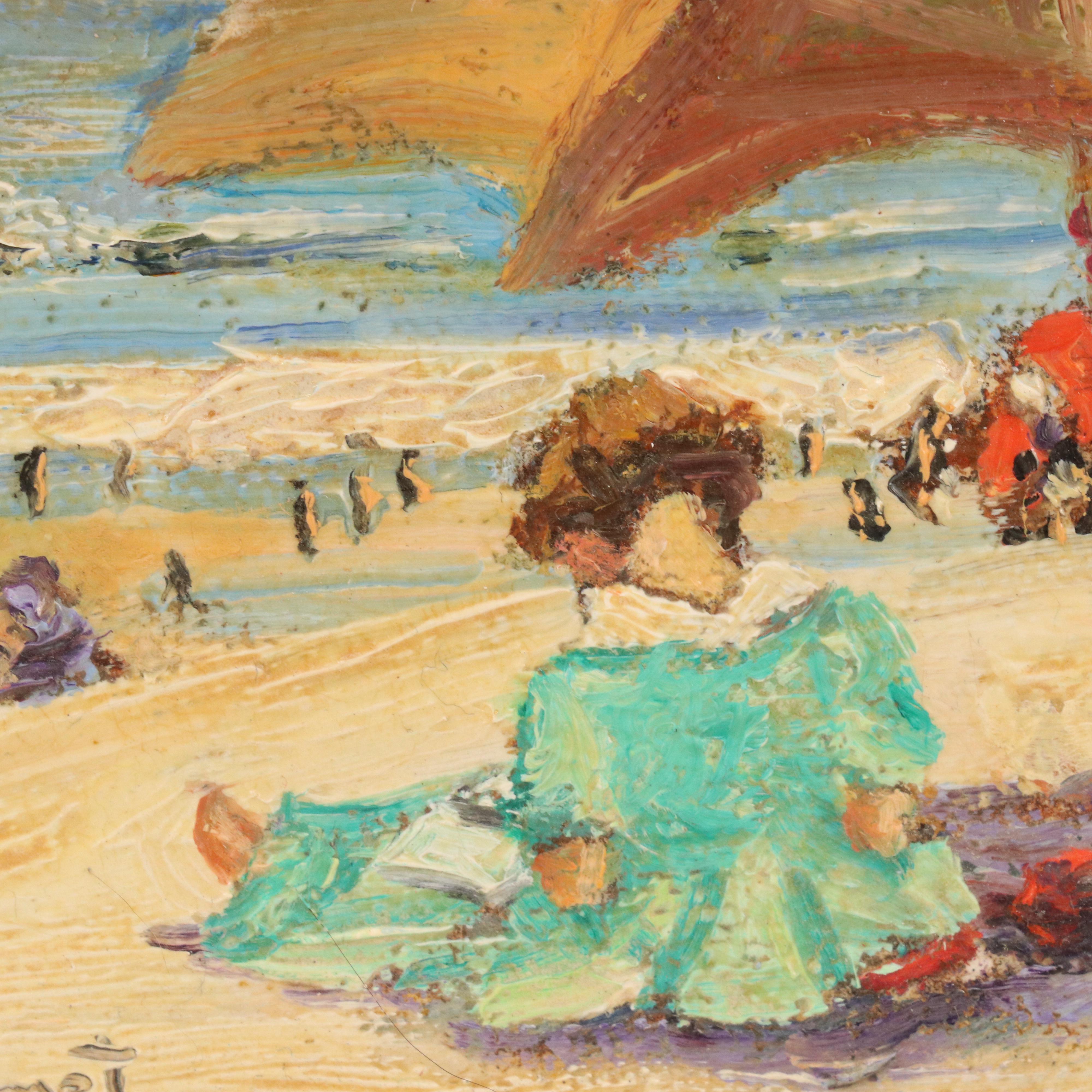 Pair of Miniatures Including Enamel Painting of Seagulls, Late 20th Century