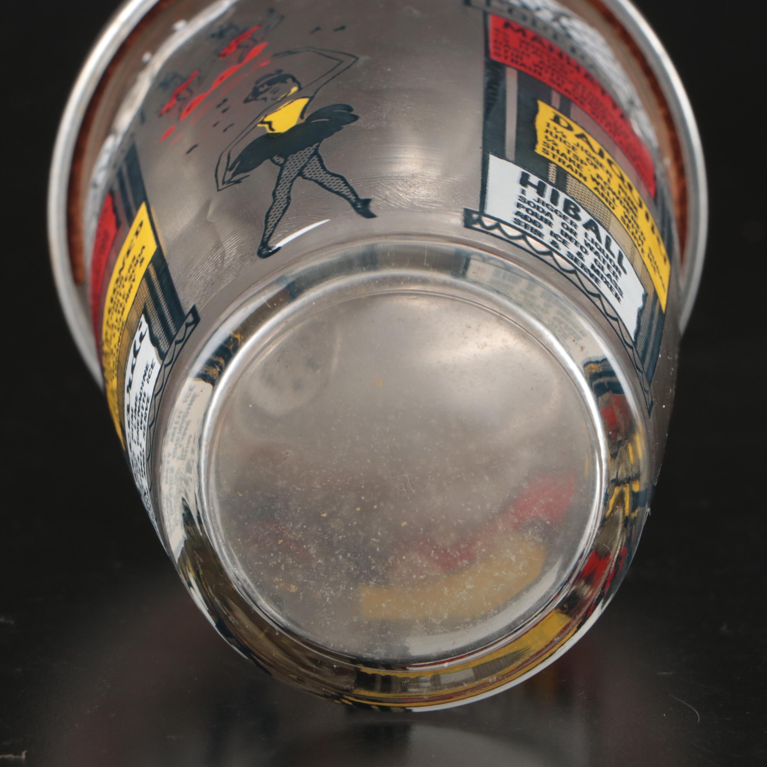 Novelty Parisian Cocktail Shaker with Banded Decanter and Florentine Trays