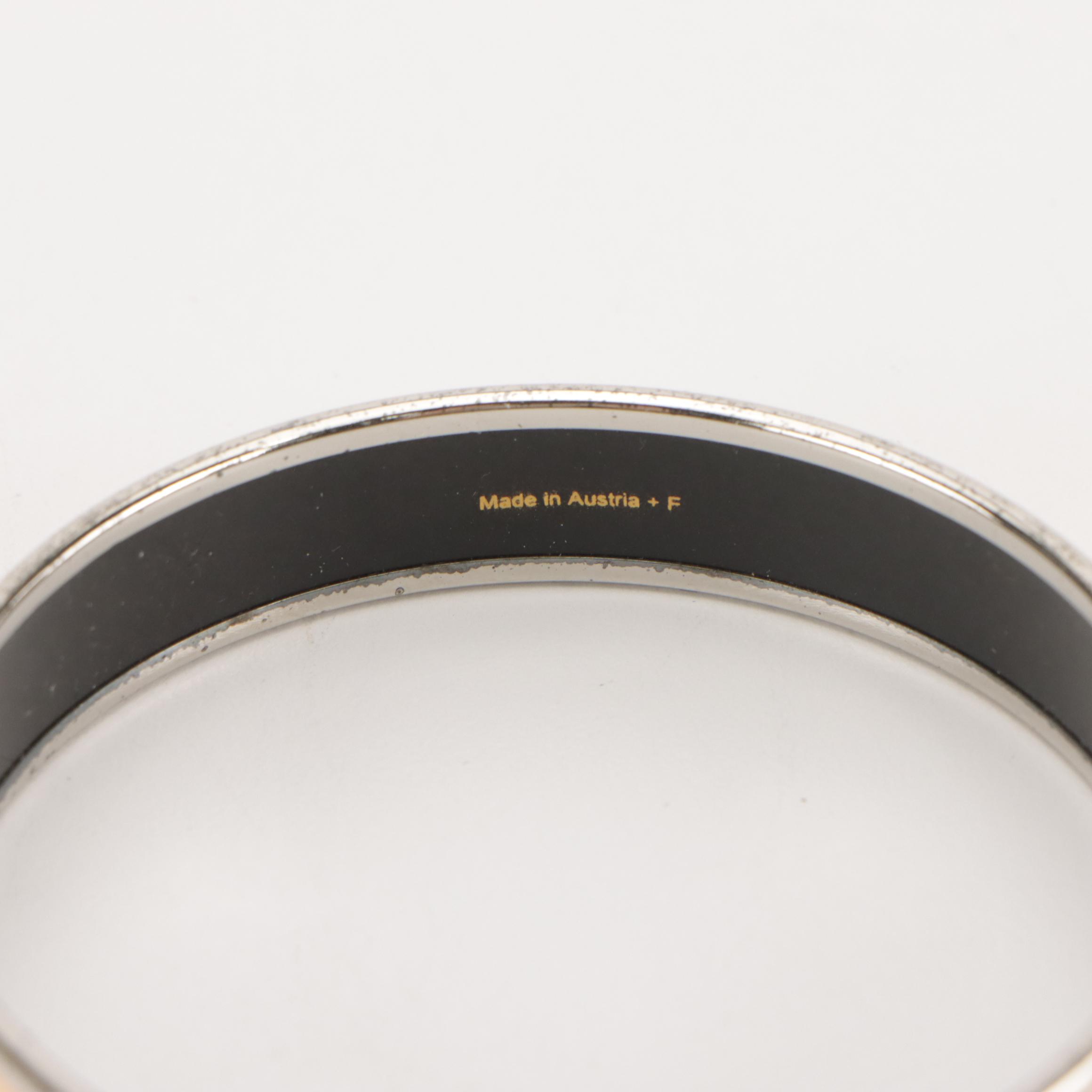 Hermès Peach Calèche Enamel Bangle Bracelet