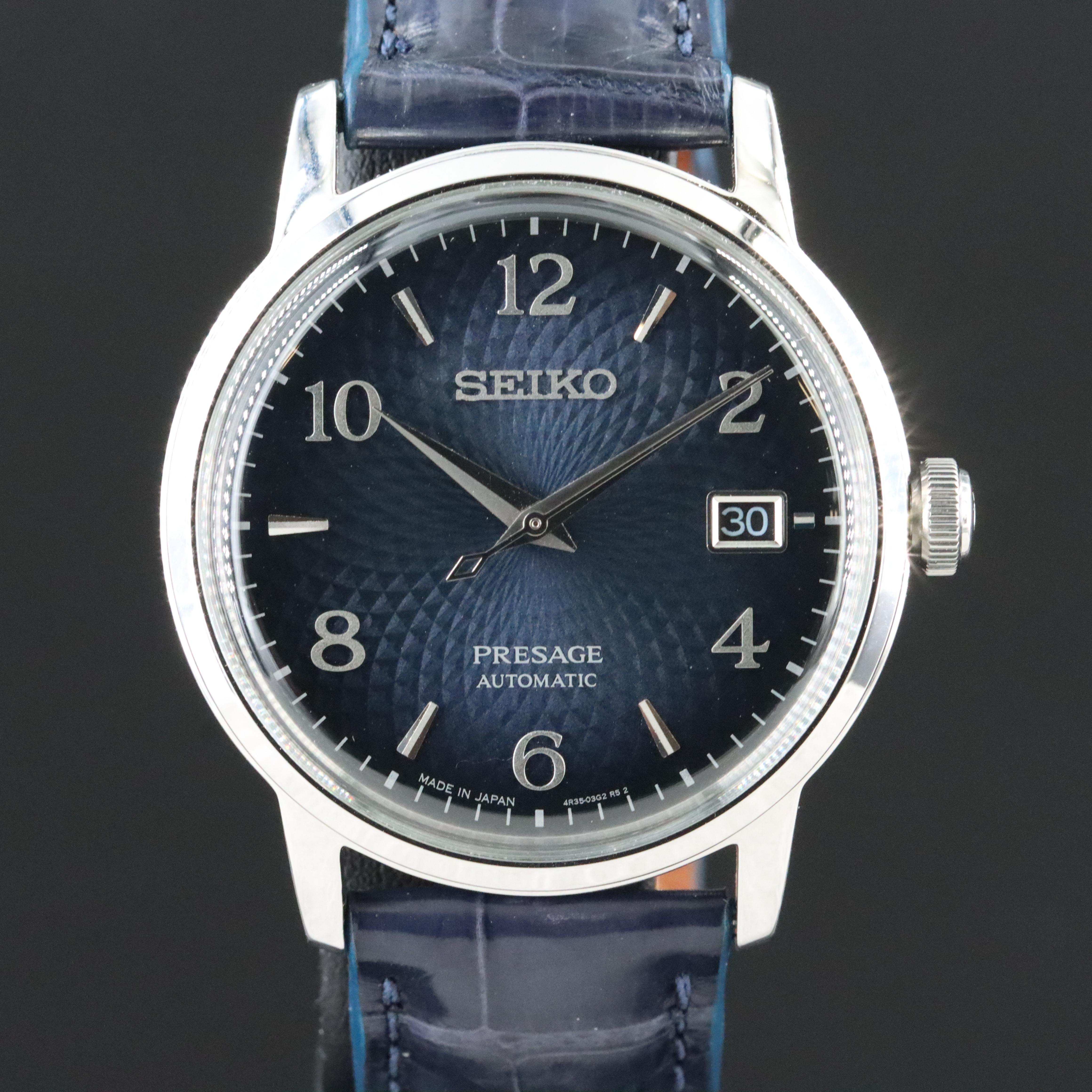 Seiko Presage Blue Arabic Steel Automatic Watch